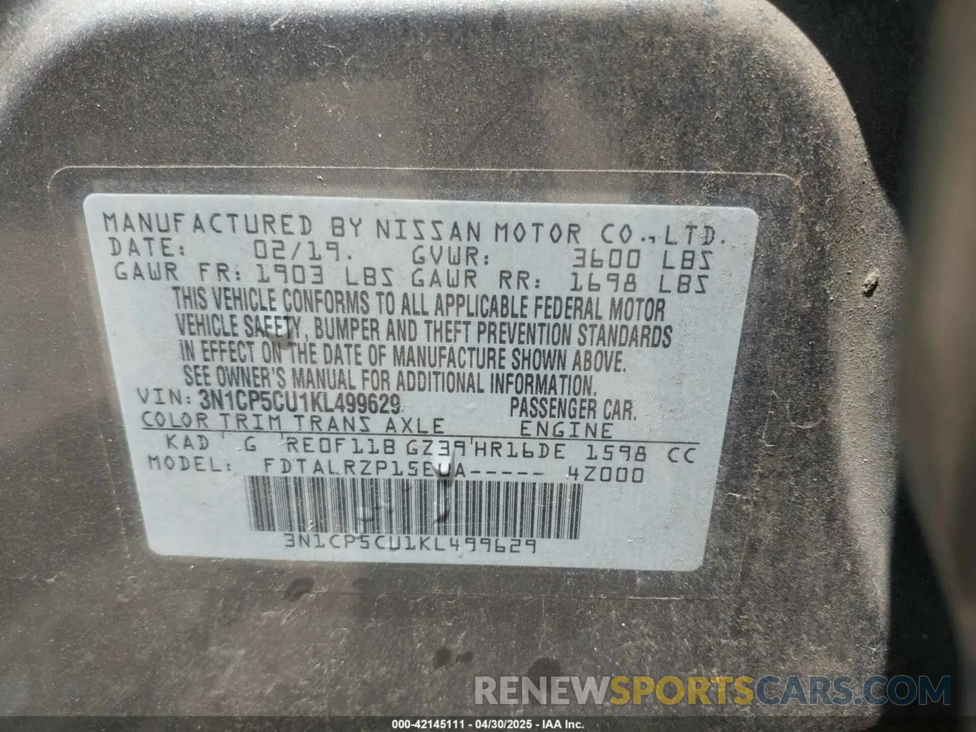 9 Photograph of a damaged car 3N1CP5CU1KL499629 NISSAN KICKS 2019