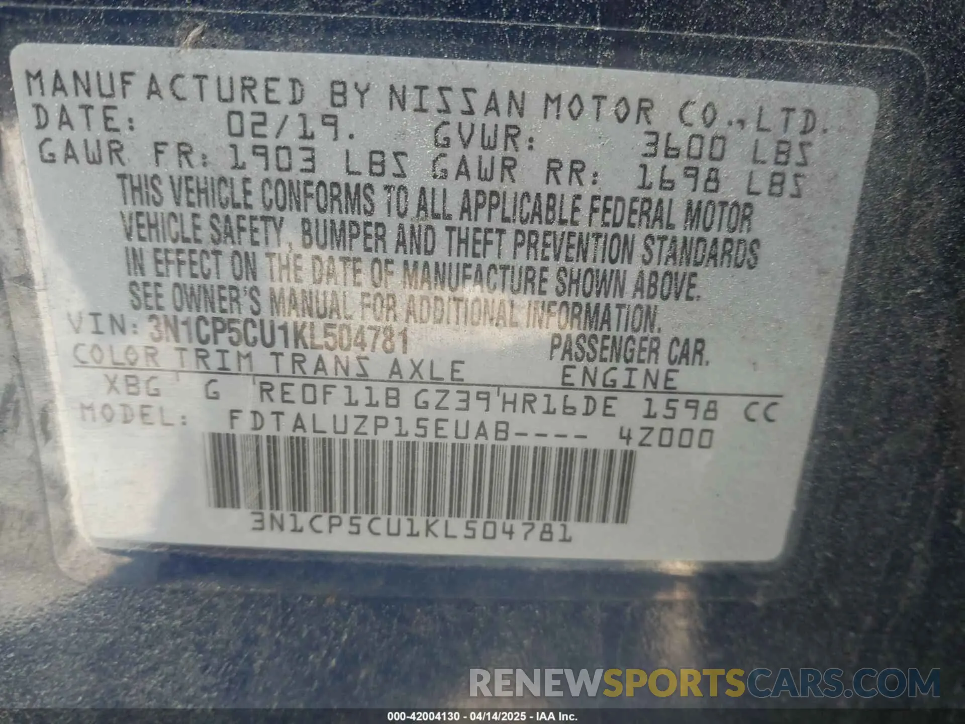 9 Photograph of a damaged car 3N1CP5CU1KL504781 NISSAN KICKS 2019