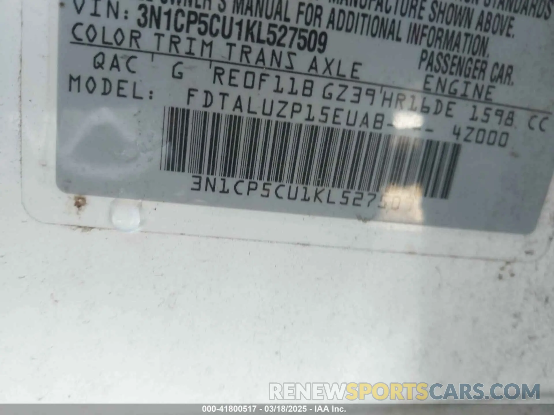 9 Photograph of a damaged car 3N1CP5CU1KL527509 NISSAN KICKS 2019
