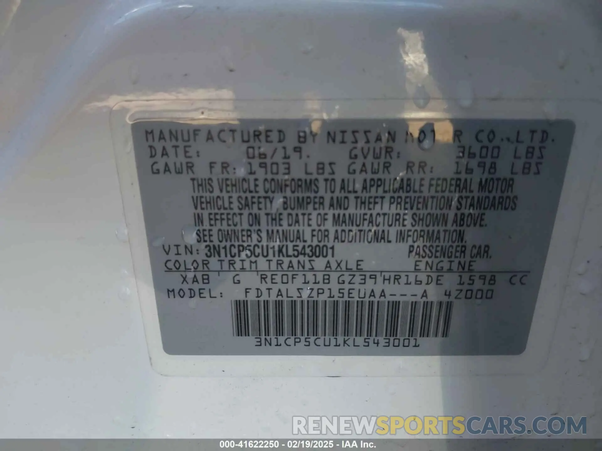 9 Photograph of a damaged car 3N1CP5CU1KL543001 NISSAN KICKS 2019