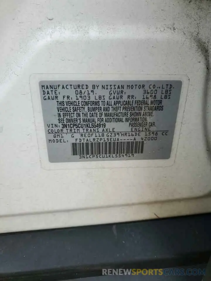 13 Photograph of a damaged car 3N1CP5CU1KL554919 NISSAN KICKS 2019