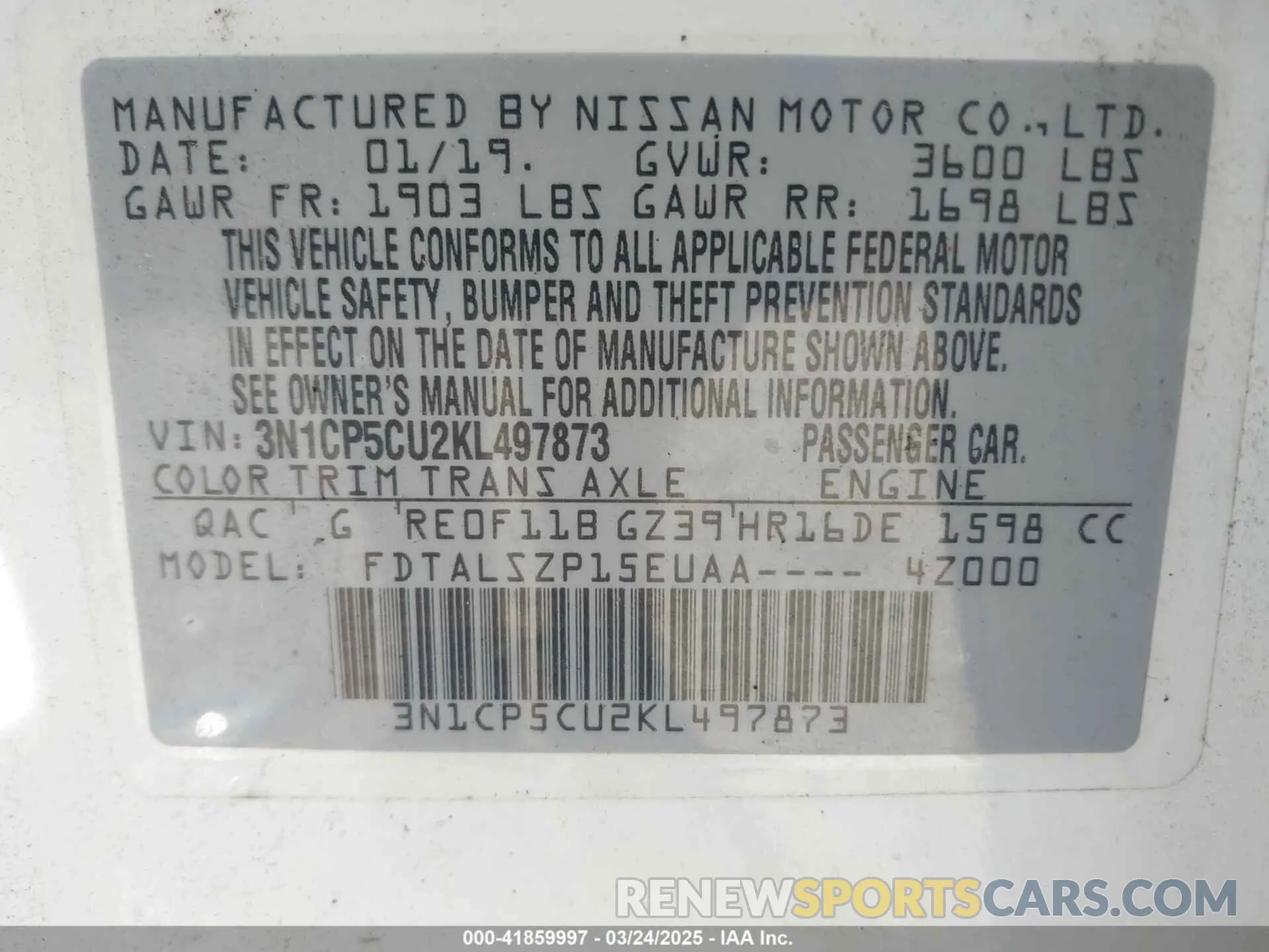 9 Photograph of a damaged car 3N1CP5CU2KL497873 NISSAN KICKS 2019