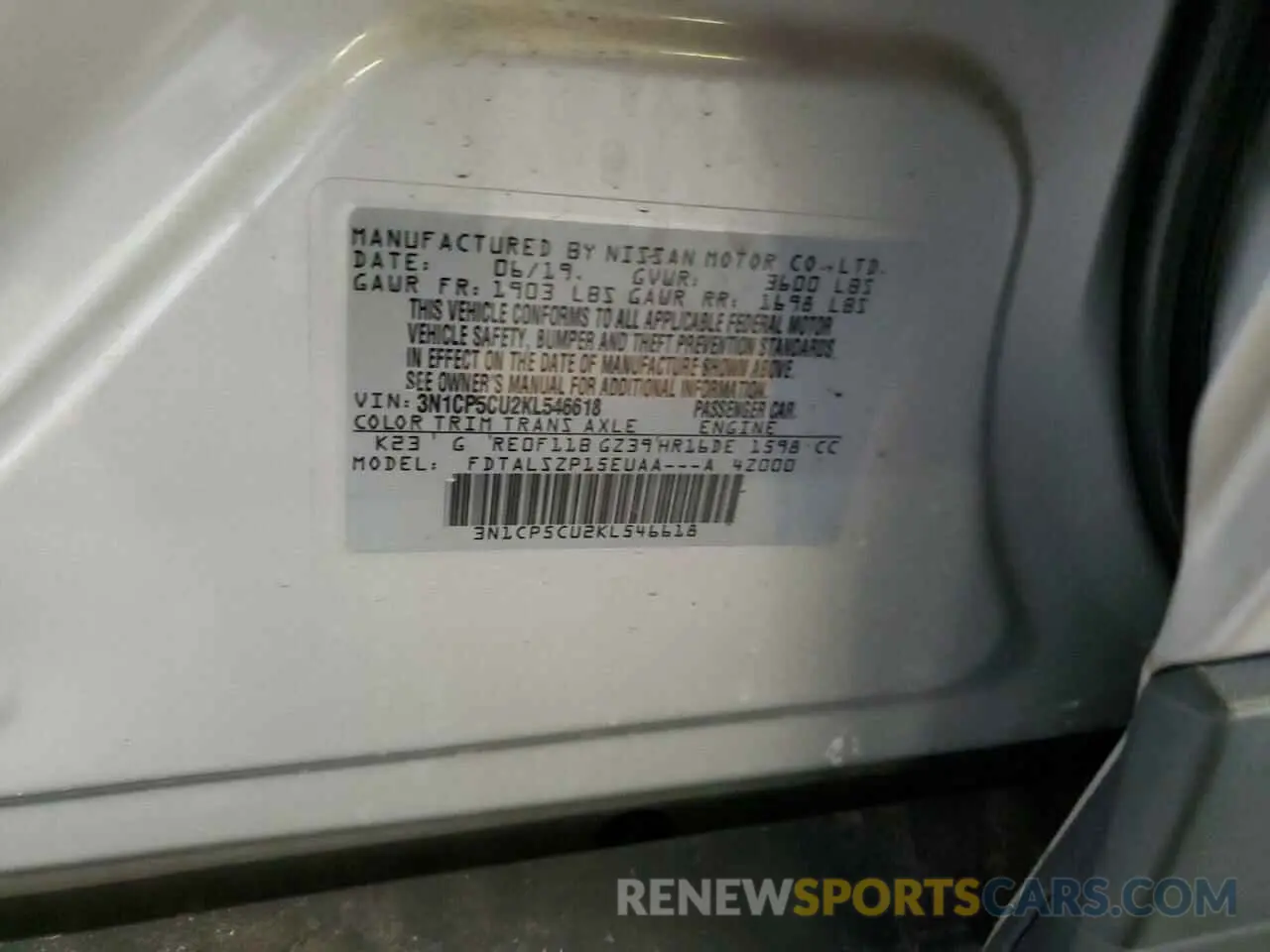 12 Photograph of a damaged car 3N1CP5CU2KL546618 NISSAN KICKS 2019