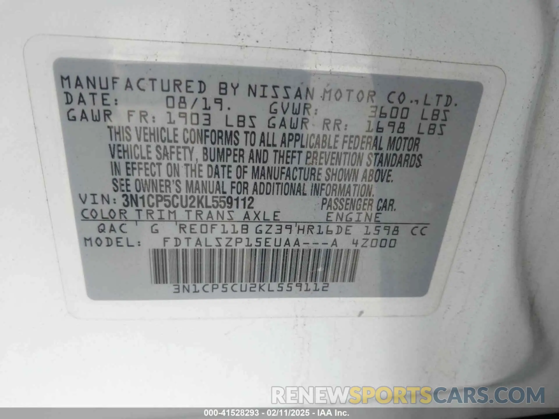 9 Photograph of a damaged car 3N1CP5CU2KL559112 NISSAN KICKS 2019