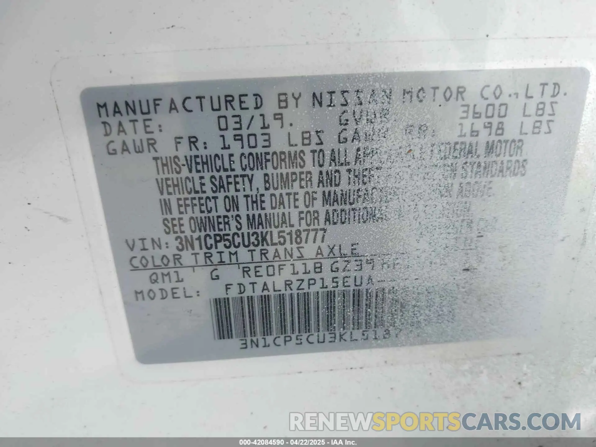 9 Photograph of a damaged car 3N1CP5CU3KL518777 NISSAN KICKS 2019