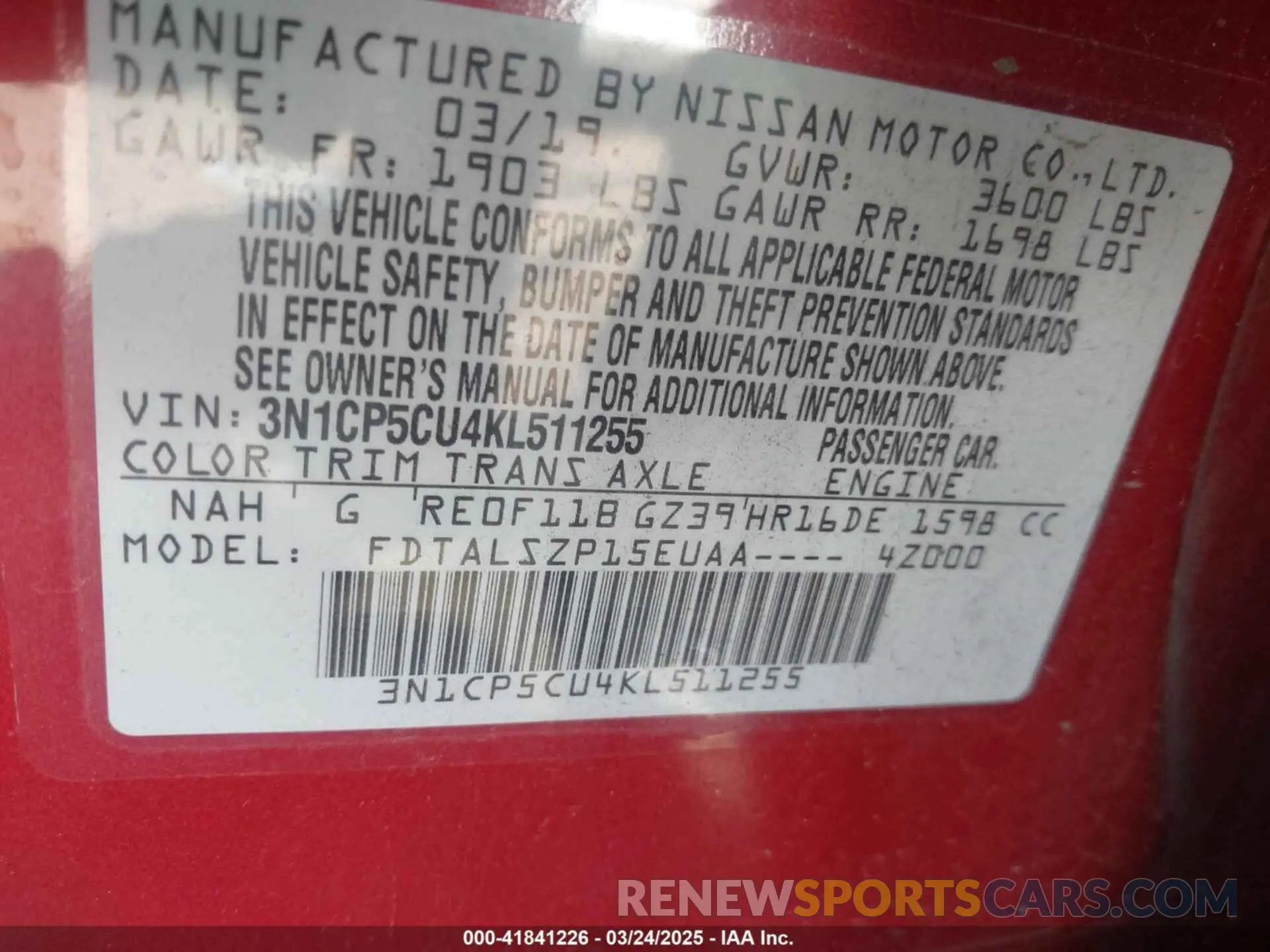 9 Photograph of a damaged car 3N1CP5CU4KL511255 NISSAN KICKS 2019