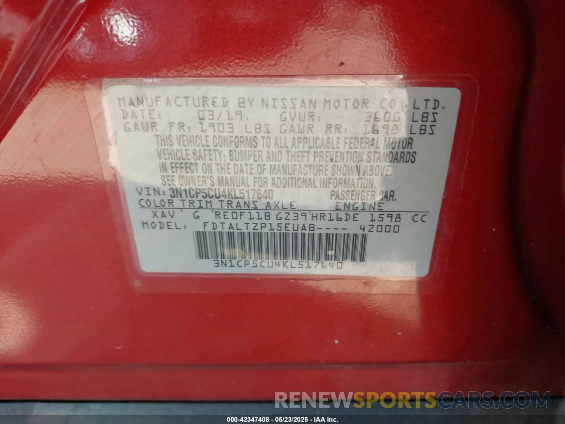 9 Photograph of a damaged car 3N1CP5CU4KL517640 NISSAN KICKS 2019