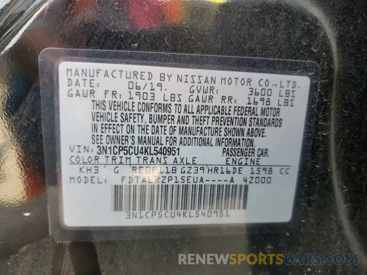 12 Photograph of a damaged car 3N1CP5CU4KL540951 NISSAN KICKS 2019