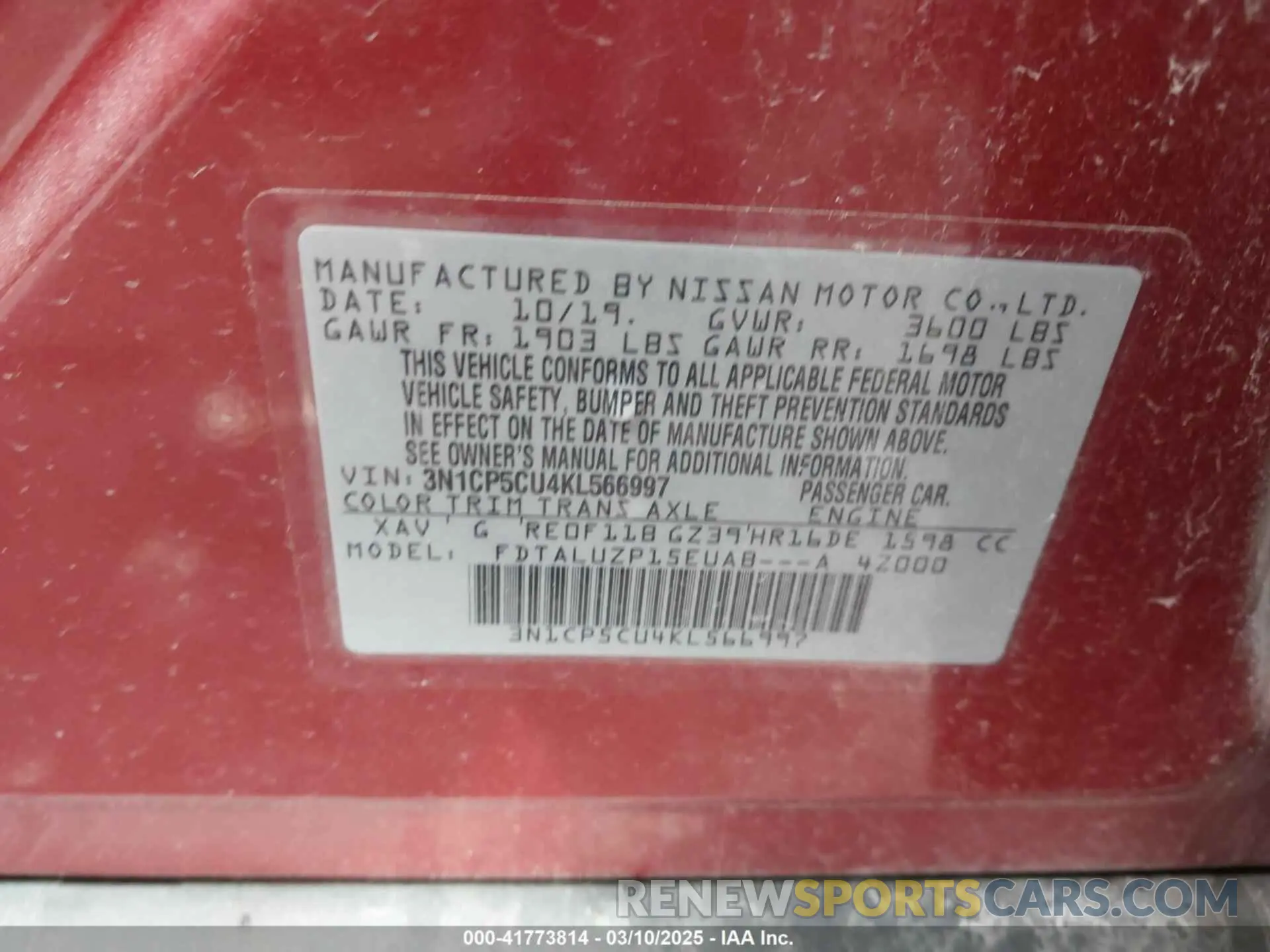 9 Photograph of a damaged car 3N1CP5CU4KL566997 NISSAN KICKS 2019