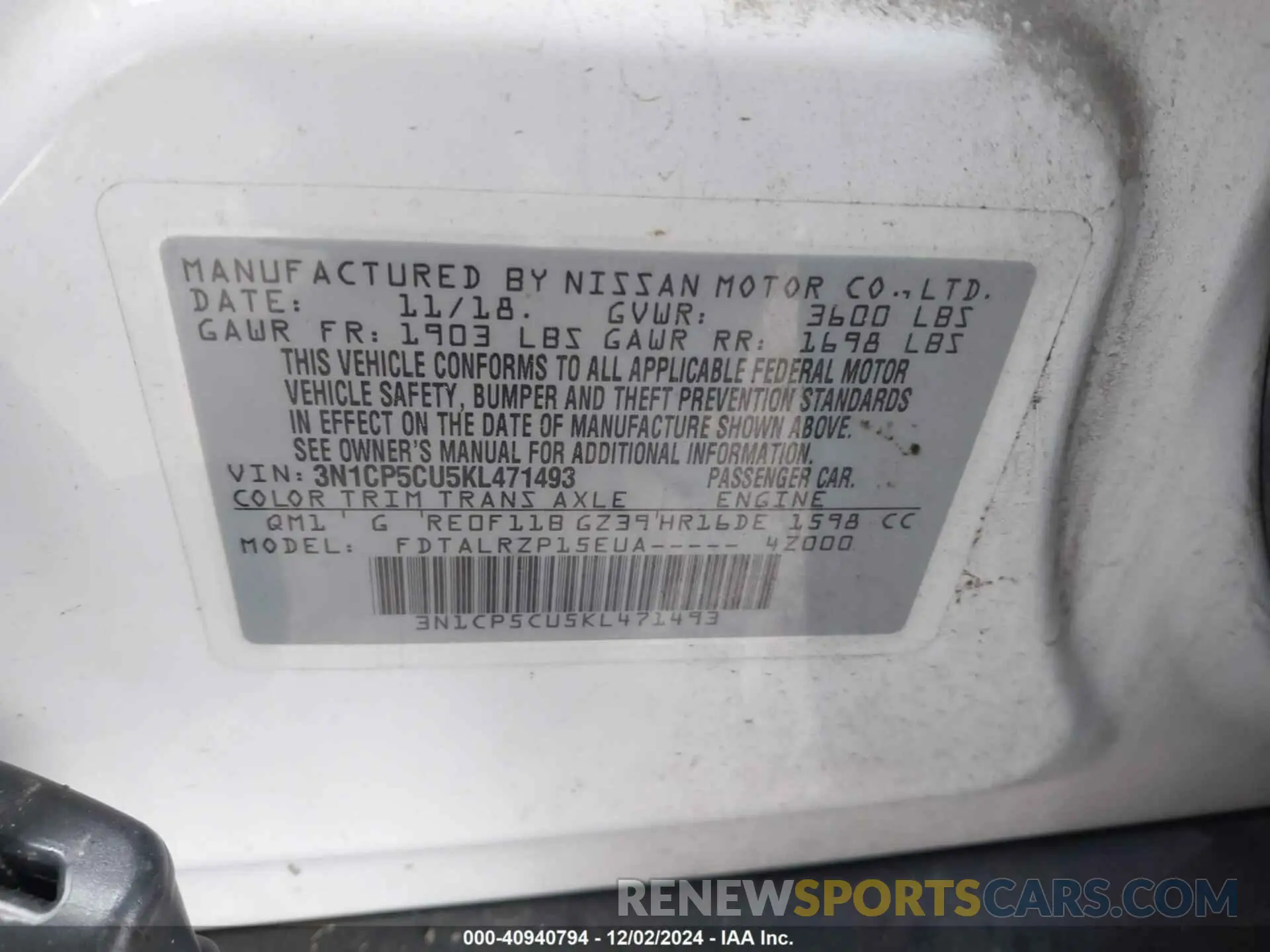 9 Photograph of a damaged car 3N1CP5CU5KL471493 NISSAN KICKS 2019
