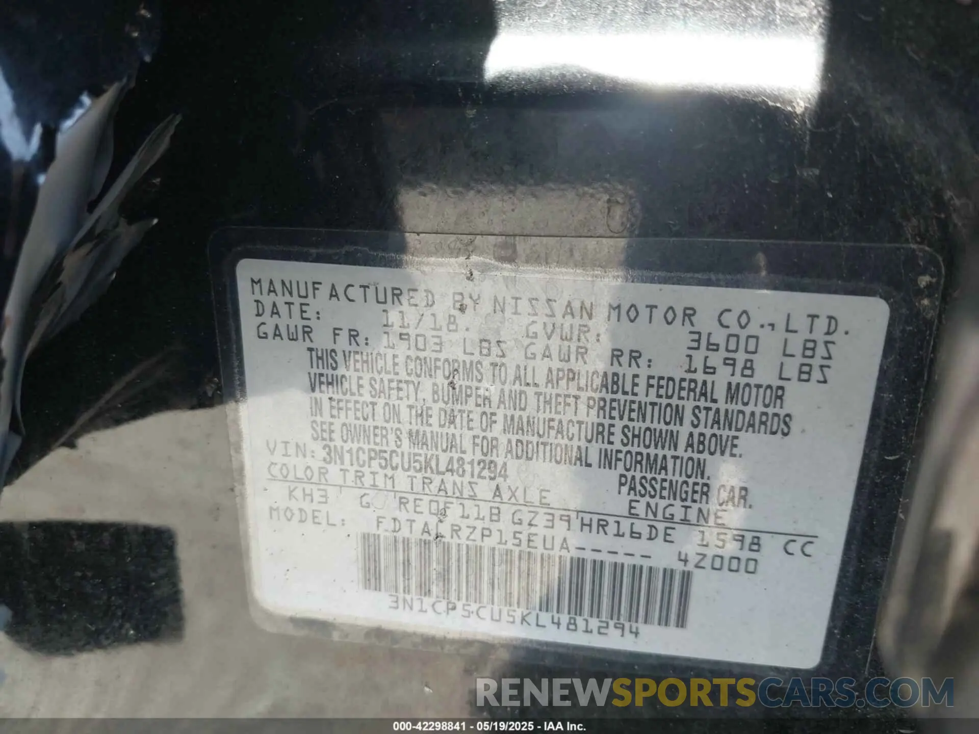 9 Photograph of a damaged car 3N1CP5CU5KL481294 NISSAN KICKS 2019