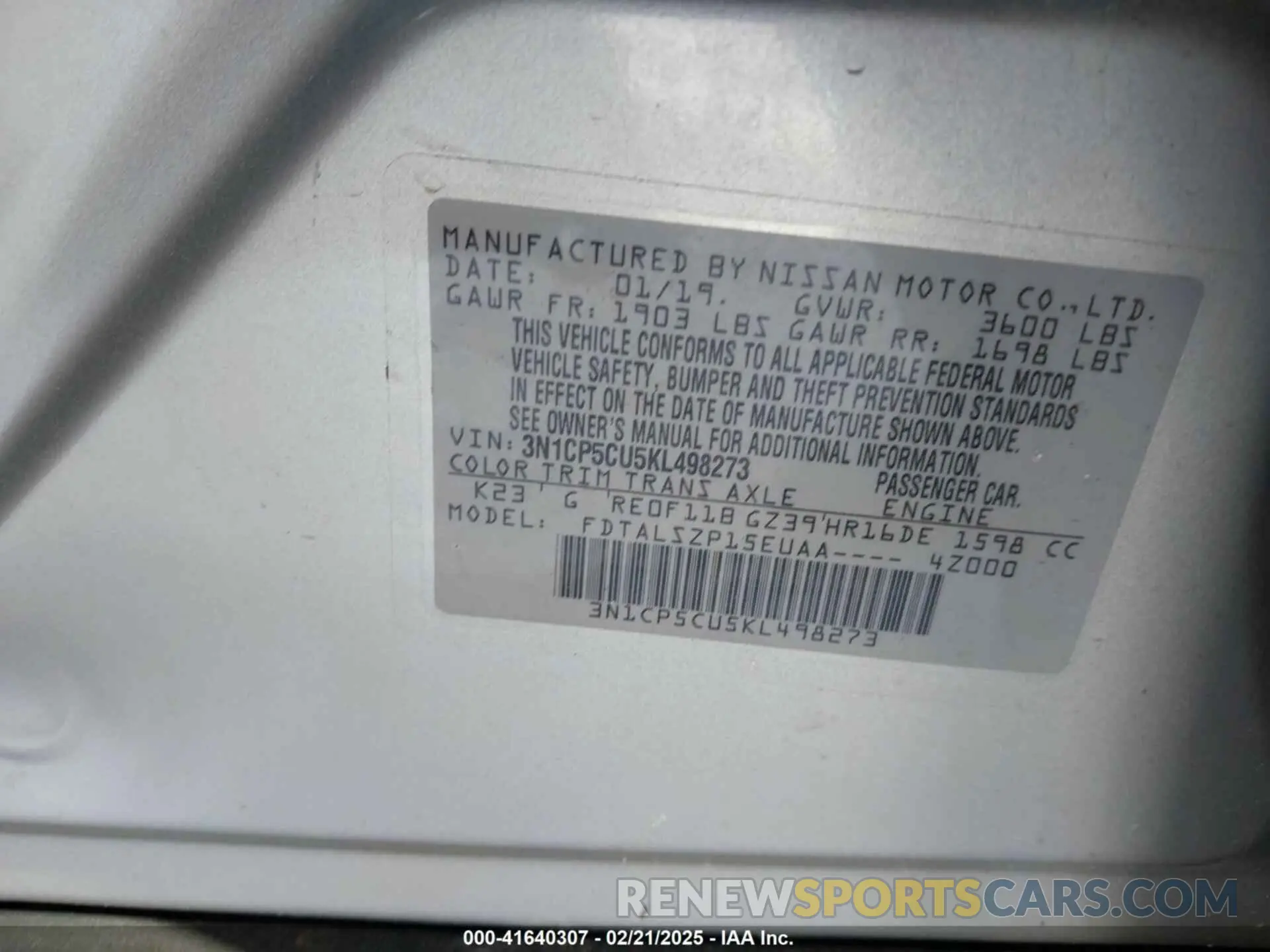 9 Photograph of a damaged car 3N1CP5CU5KL498273 NISSAN KICKS 2019