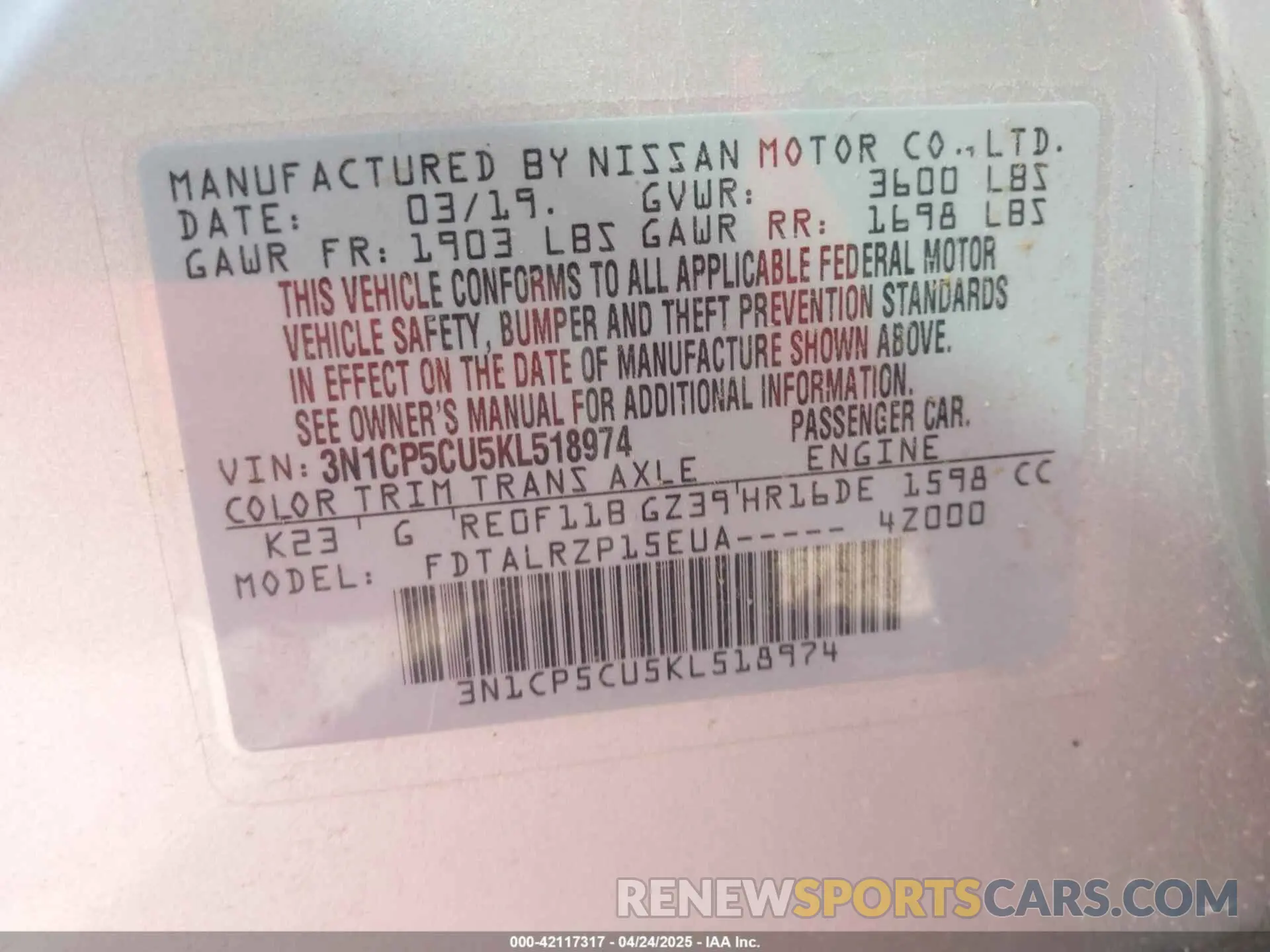 9 Photograph of a damaged car 3N1CP5CU5KL518974 NISSAN KICKS 2019