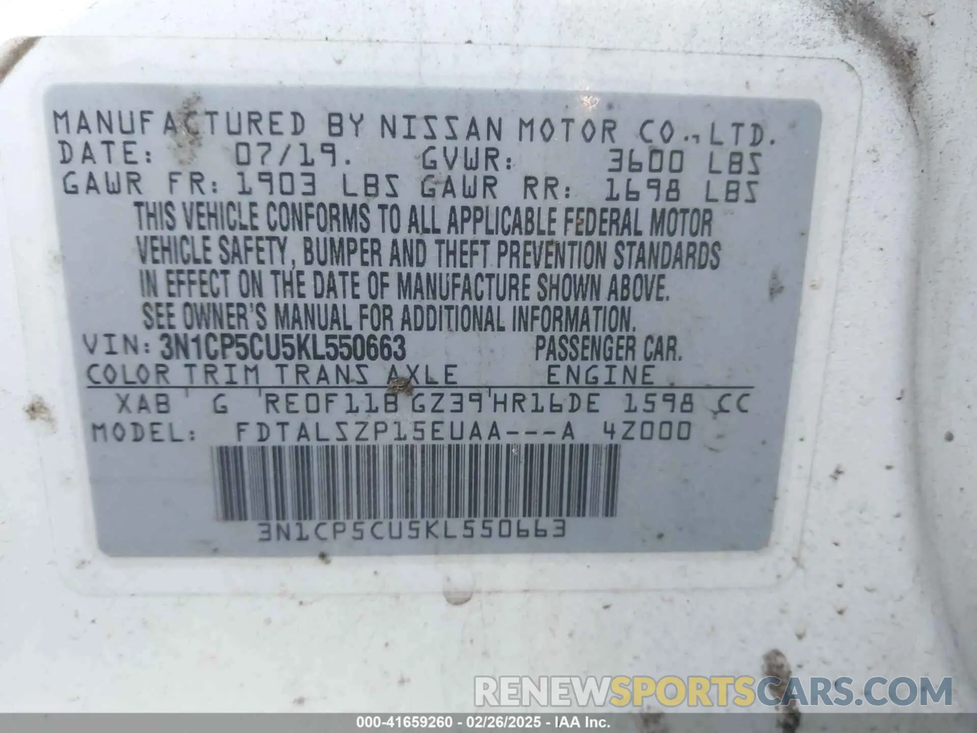 9 Photograph of a damaged car 3N1CP5CU5KL550663 NISSAN KICKS 2019