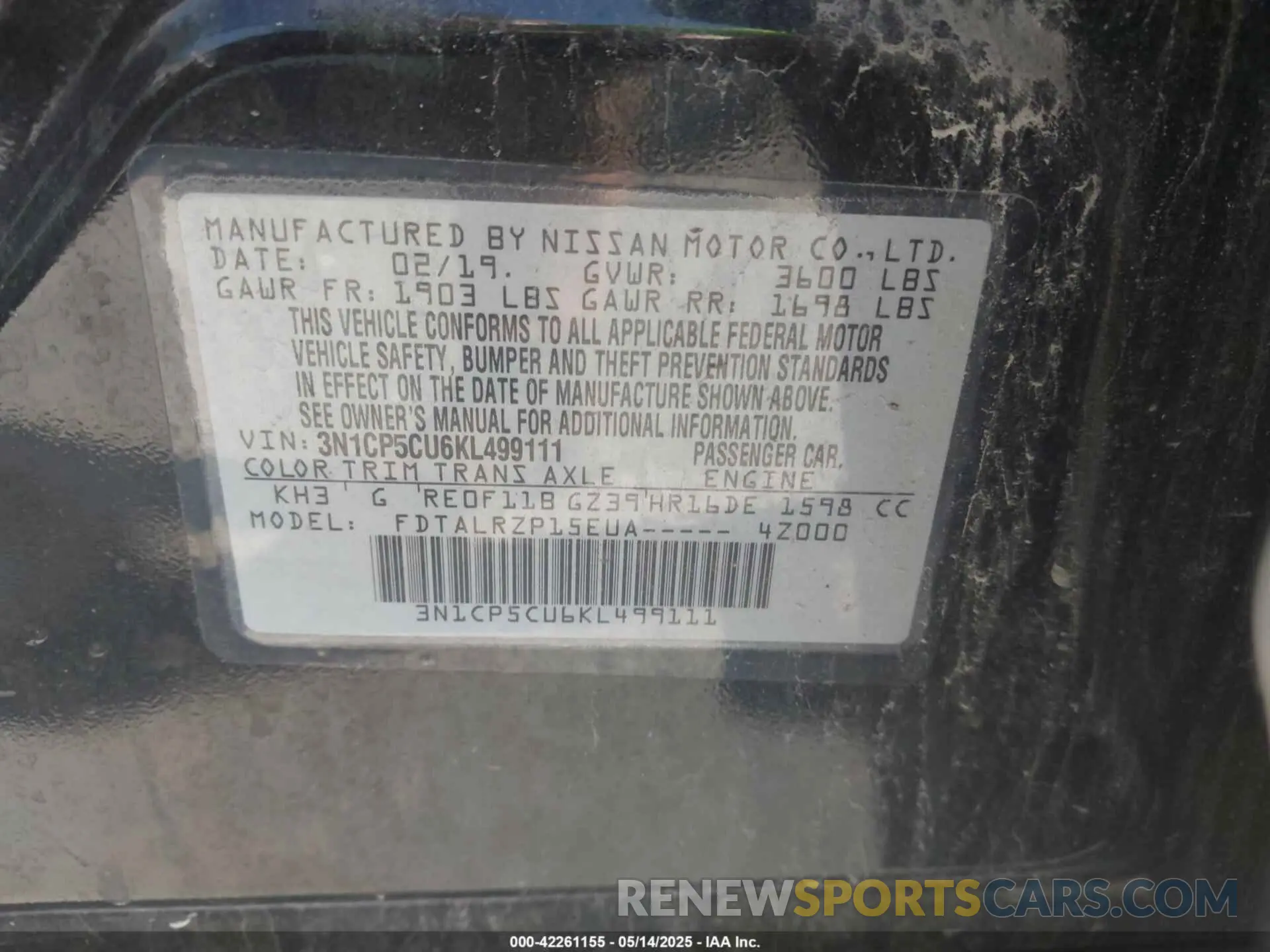9 Photograph of a damaged car 3N1CP5CU6KL499111 NISSAN KICKS 2019