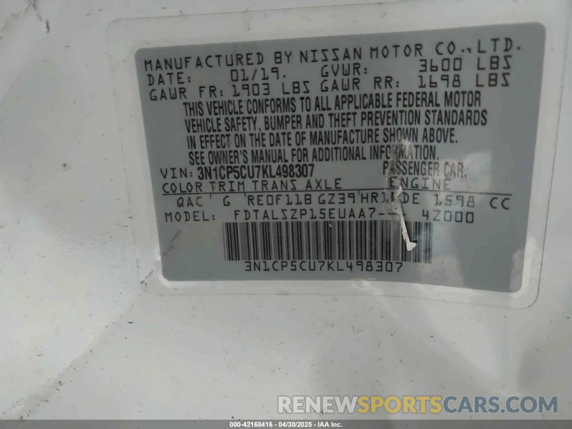 9 Photograph of a damaged car 3N1CP5CU7KL498307 NISSAN KICKS 2019