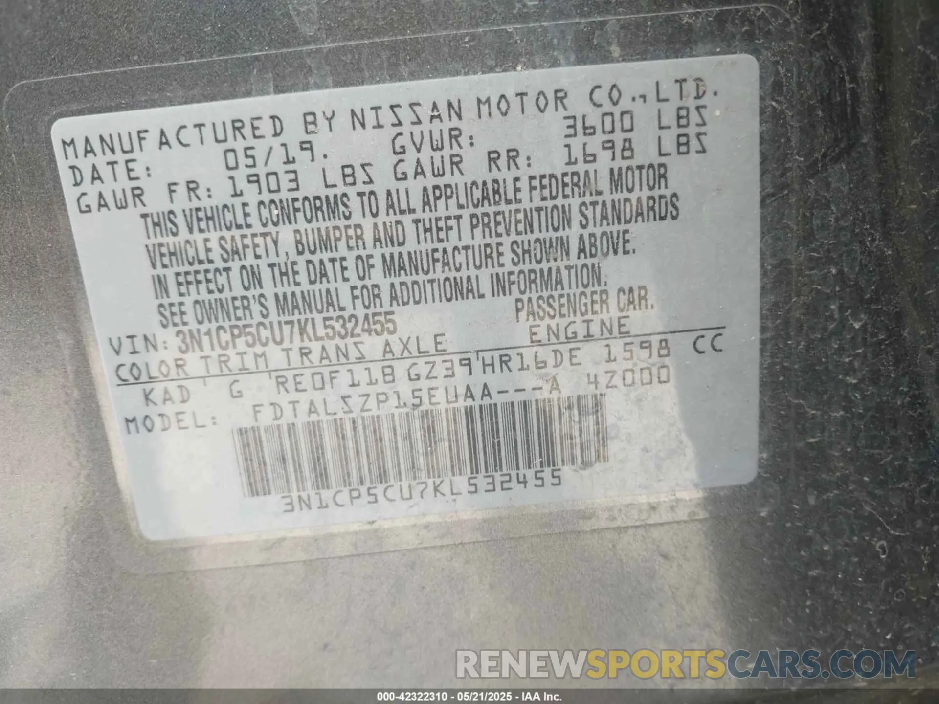9 Photograph of a damaged car 3N1CP5CU7KL532455 NISSAN KICKS 2019