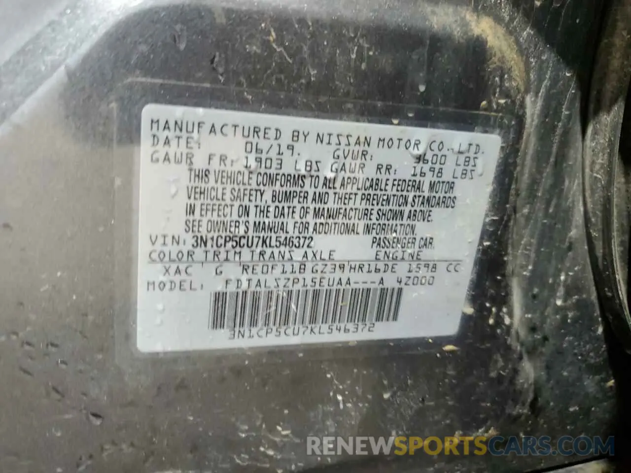 14 Photograph of a damaged car 3N1CP5CU7KL546372 NISSAN KICKS 2019
