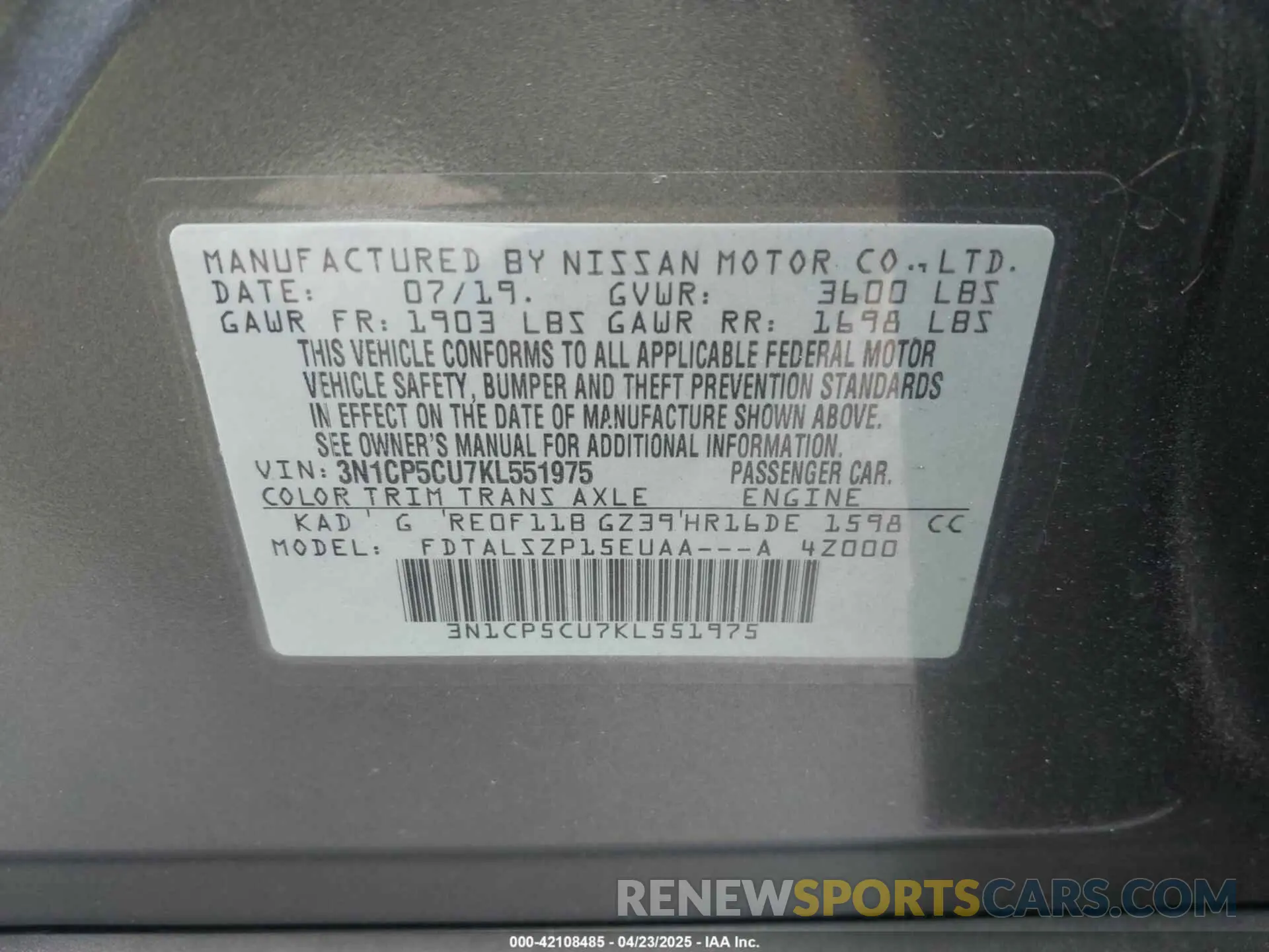 9 Photograph of a damaged car 3N1CP5CU7KL551975 NISSAN KICKS 2019