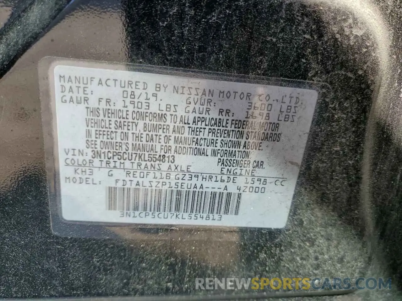12 Photograph of a damaged car 3N1CP5CU7KL554813 NISSAN KICKS 2019