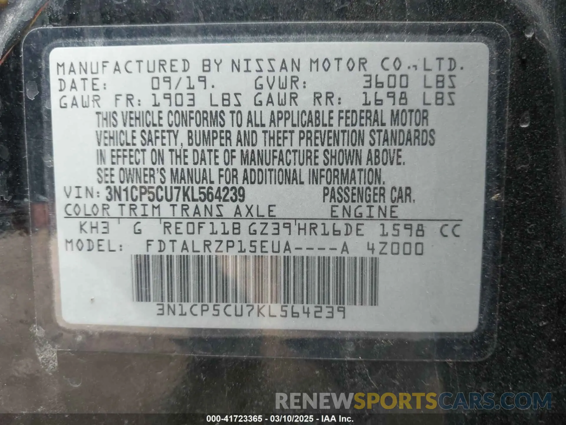 9 Photograph of a damaged car 3N1CP5CU7KL564239 NISSAN KICKS 2019
