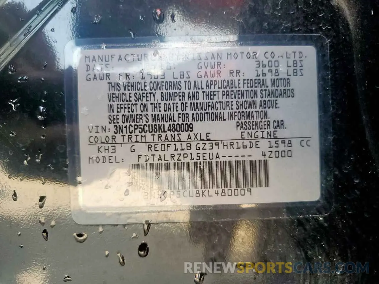 14 Photograph of a damaged car 3N1CP5CU8KL480009 NISSAN KICKS 2019