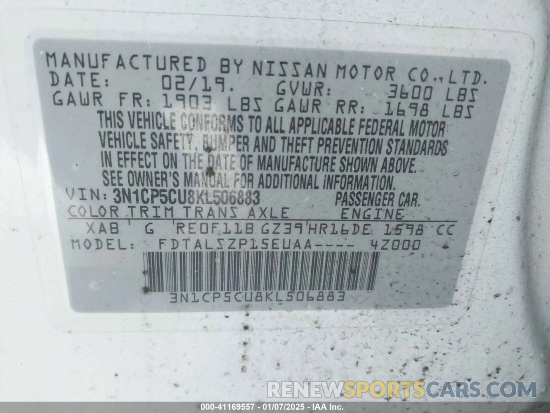 9 Photograph of a damaged car 3N1CP5CU8KL506883 NISSAN KICKS 2019