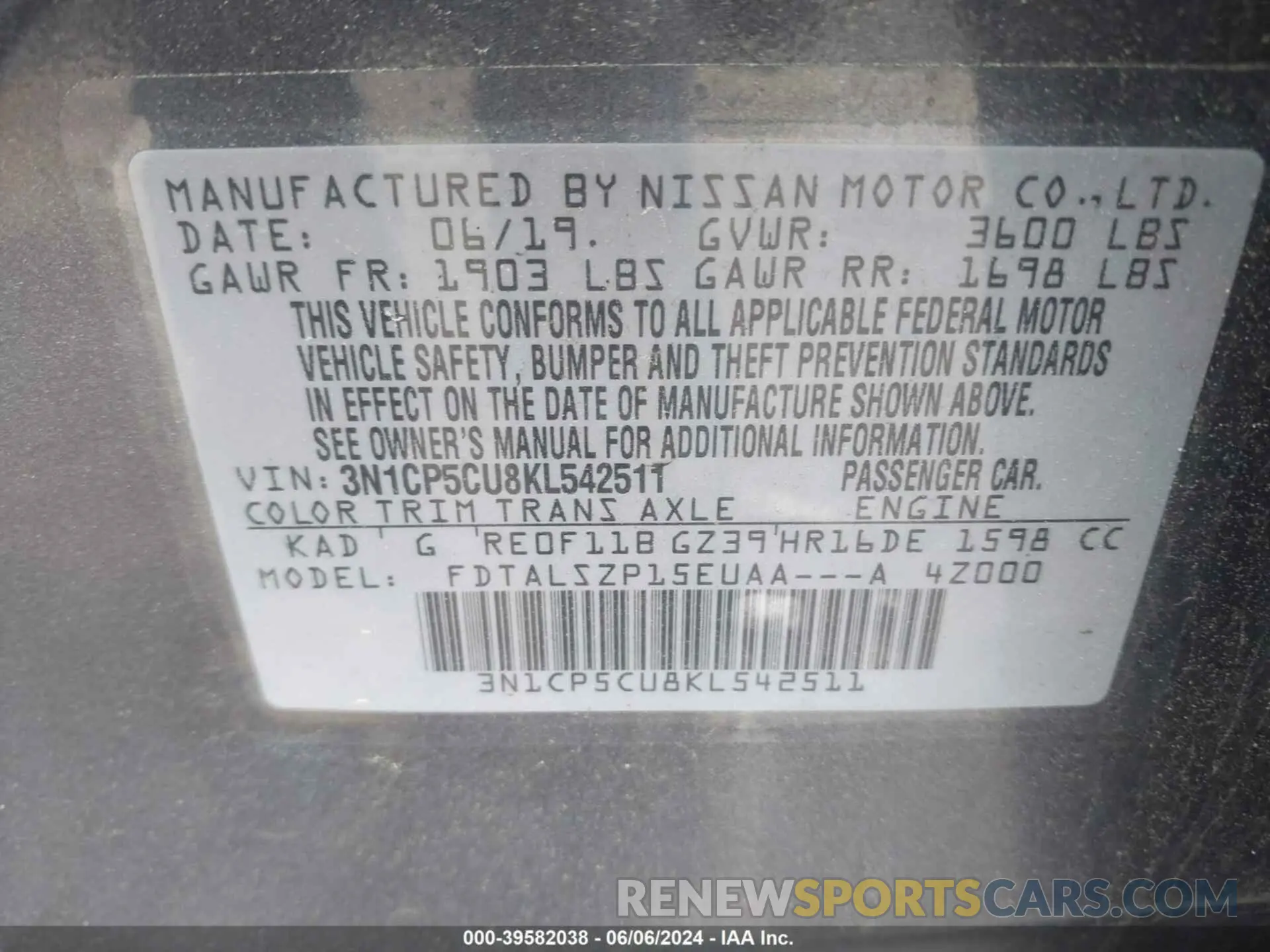 9 Photograph of a damaged car 3N1CP5CU8KL542511 NISSAN KICKS 2019