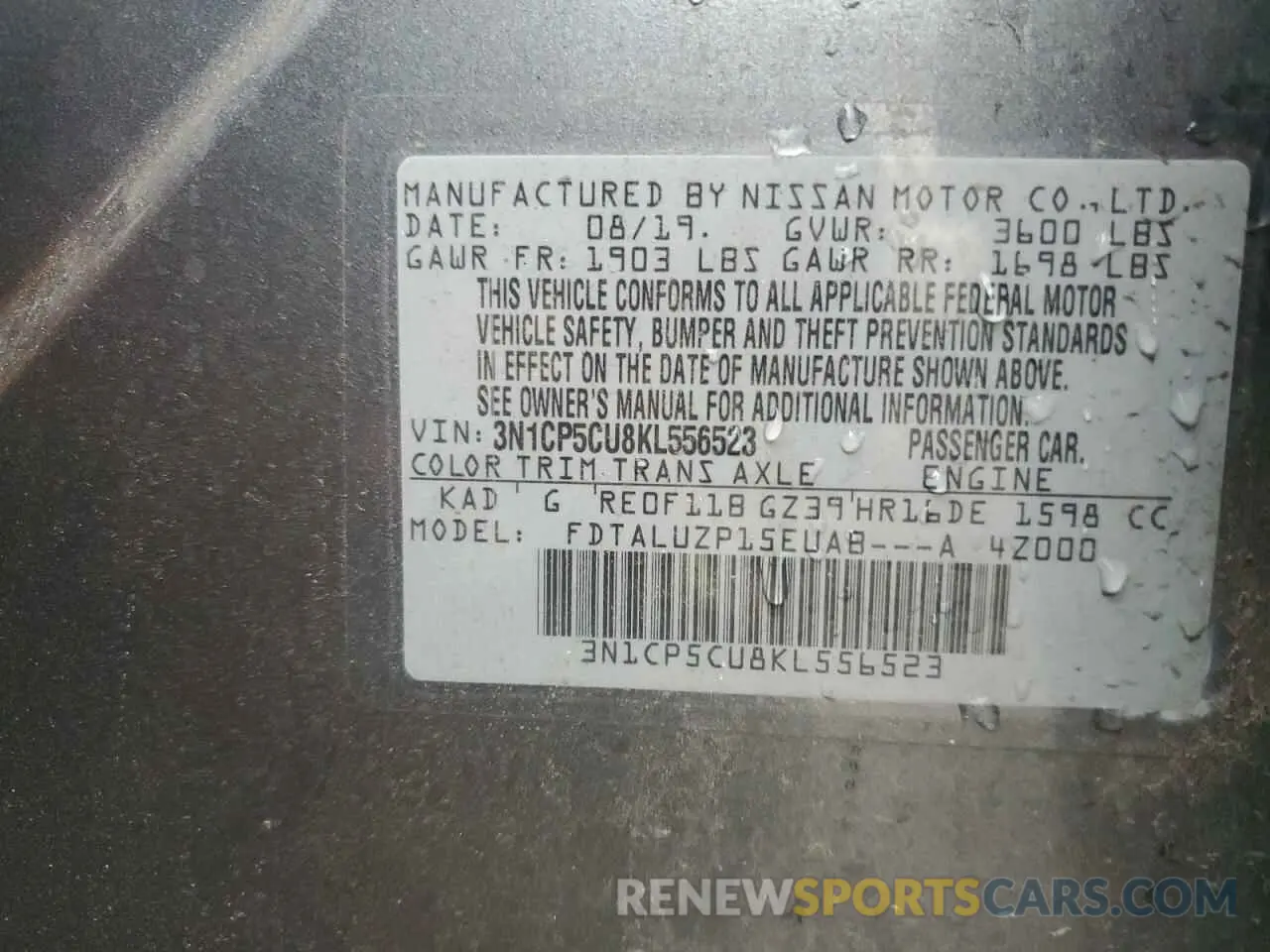 13 Photograph of a damaged car 3N1CP5CU8KL556523 NISSAN KICKS 2019