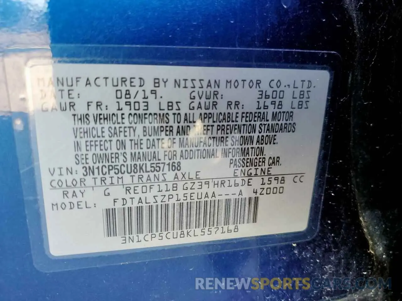 13 Photograph of a damaged car 3N1CP5CU8KL557168 NISSAN KICKS 2019