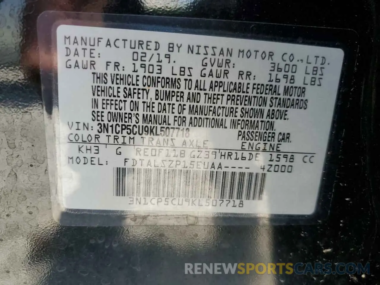 13 Photograph of a damaged car 3N1CP5CU9KL507718 NISSAN KICKS 2019