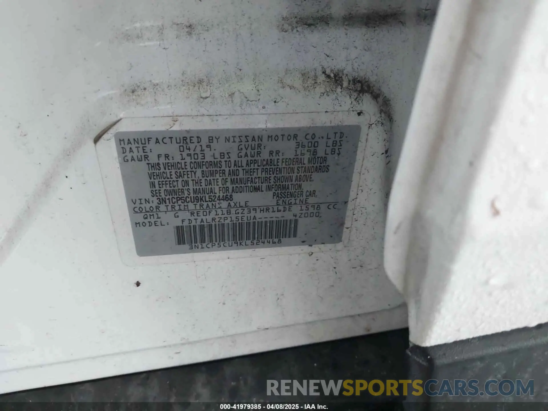 9 Photograph of a damaged car 3N1CP5CU9KL524468 NISSAN KICKS 2019