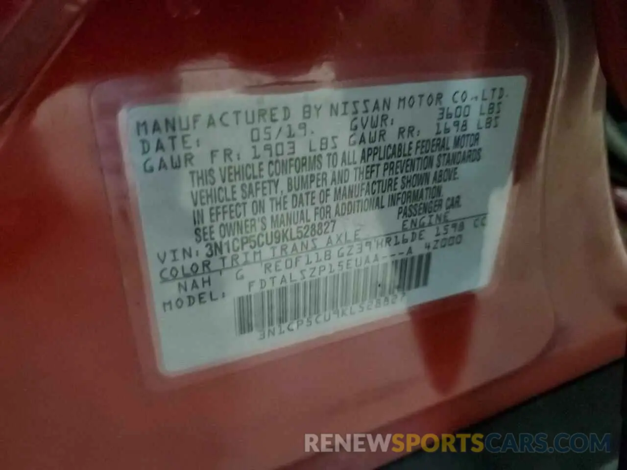 13 Photograph of a damaged car 3N1CP5CU9KL528827 NISSAN KICKS 2019