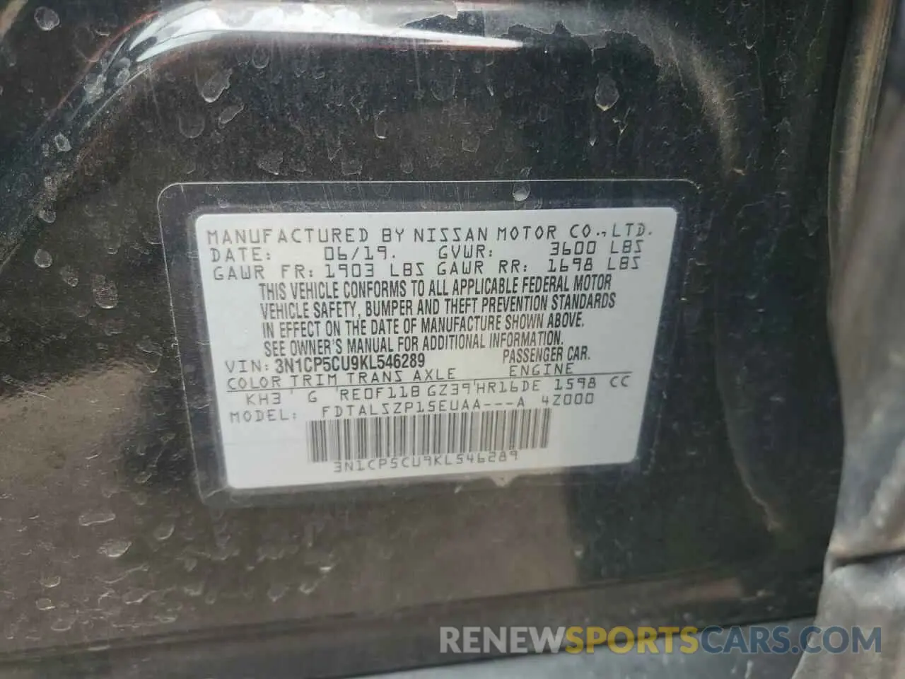 13 Photograph of a damaged car 3N1CP5CU9KL546289 NISSAN KICKS 2019