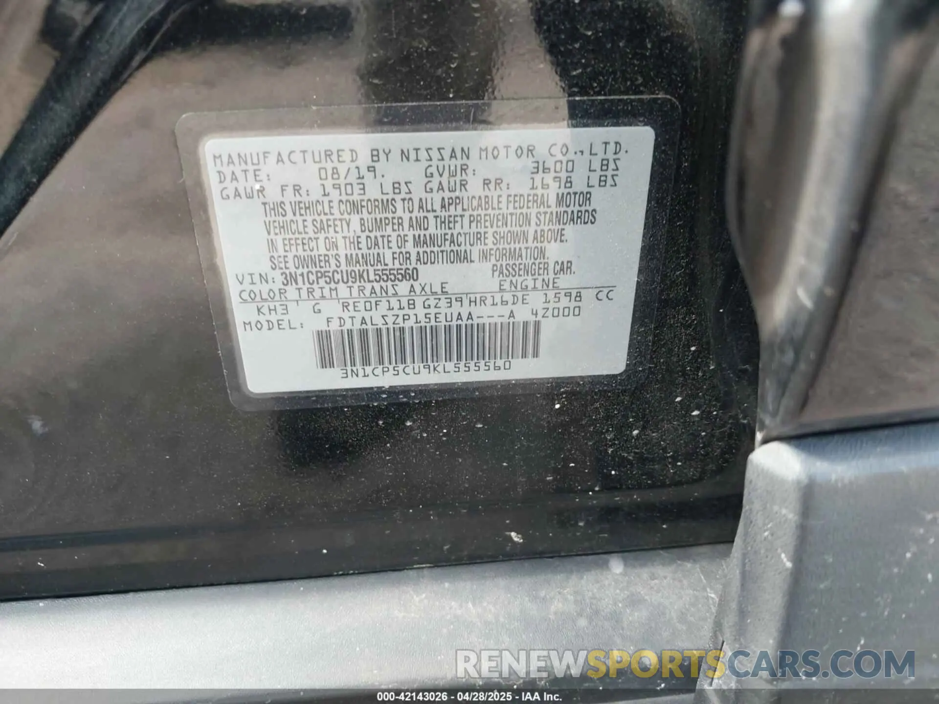 9 Photograph of a damaged car 3N1CP5CU9KL555560 NISSAN KICKS 2019