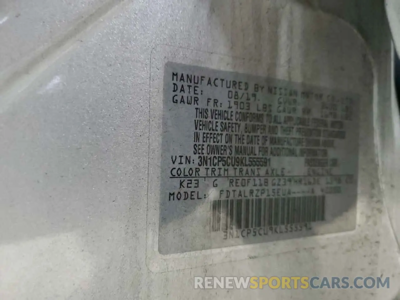 14 Photograph of a damaged car 3N1CP5CU9KL555591 NISSAN KICKS 2019