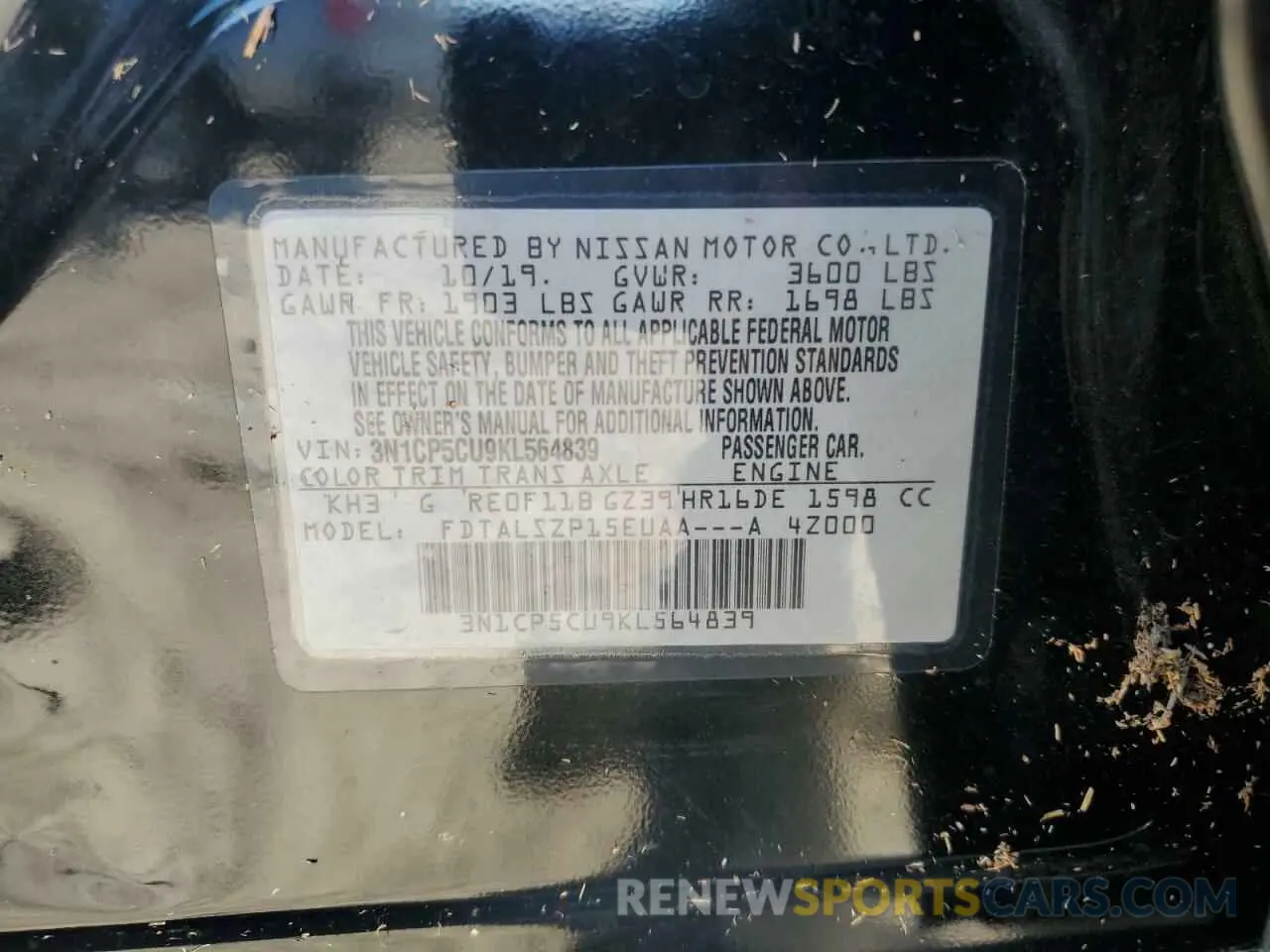 13 Photograph of a damaged car 3N1CP5CU9KL564839 NISSAN KICKS 2019
