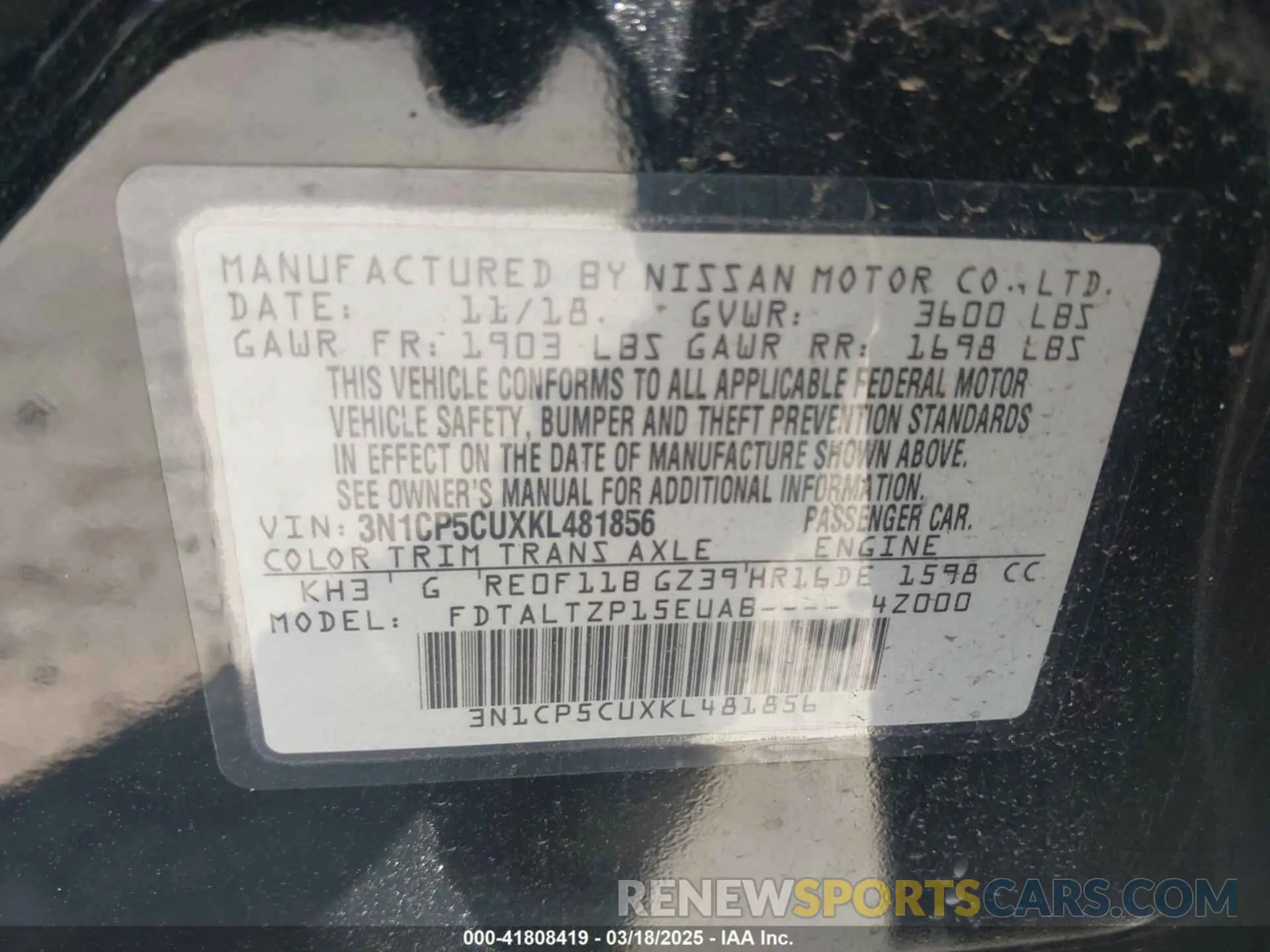 9 Photograph of a damaged car 3N1CP5CUXKL481856 NISSAN KICKS 2019