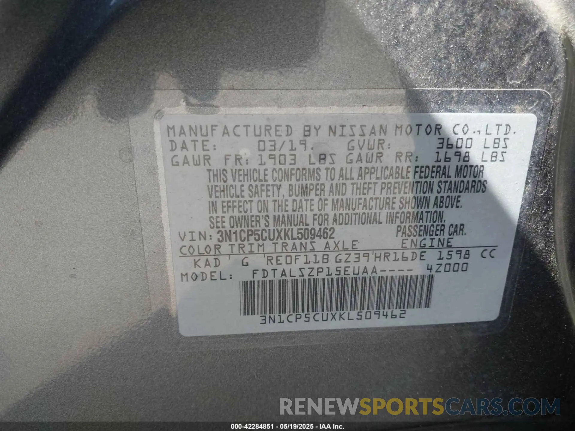 9 Photograph of a damaged car 3N1CP5CUXKL509462 NISSAN KICKS 2019