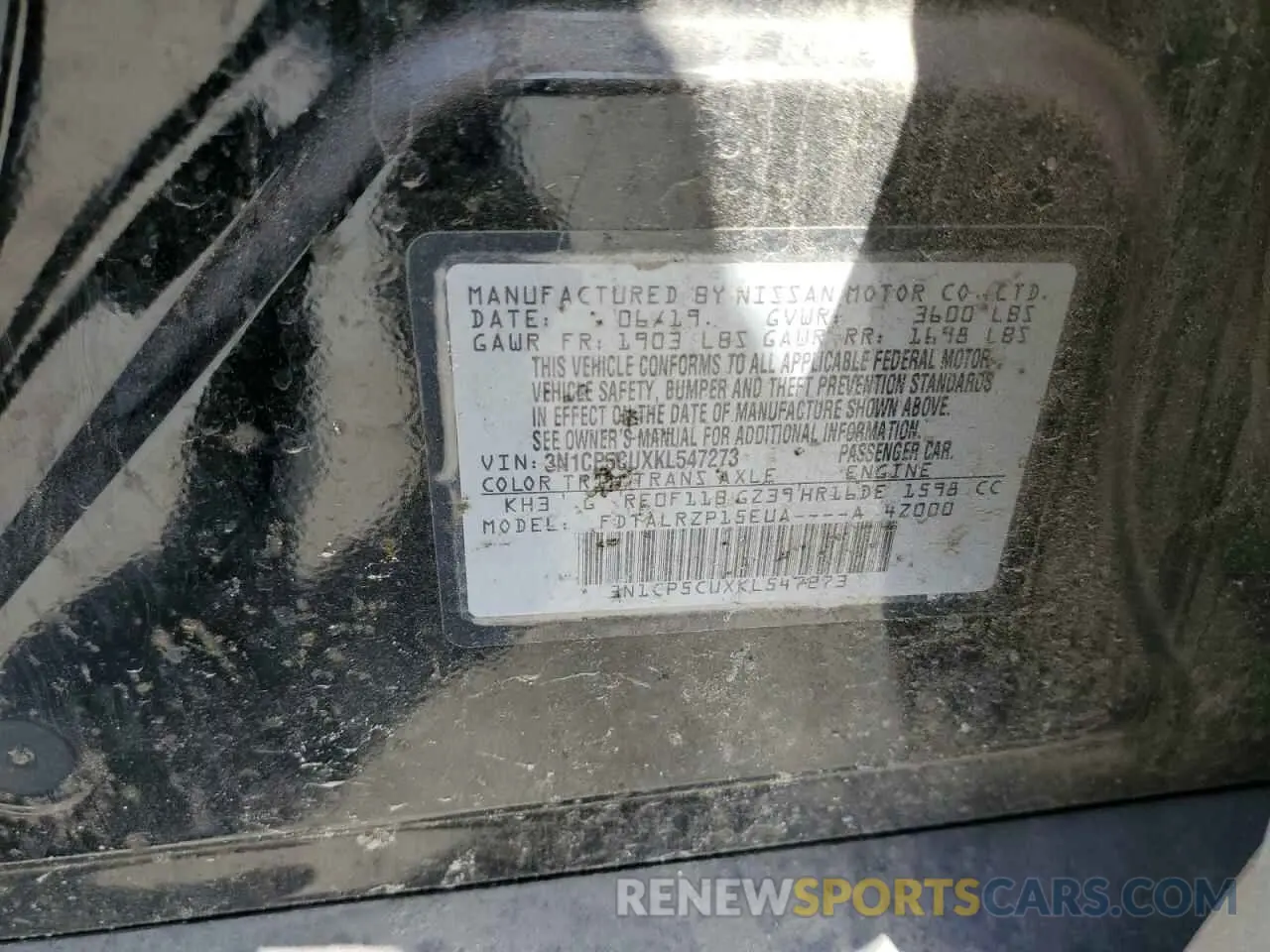 12 Photograph of a damaged car 3N1CP5CUXKL547273 NISSAN KICKS 2019