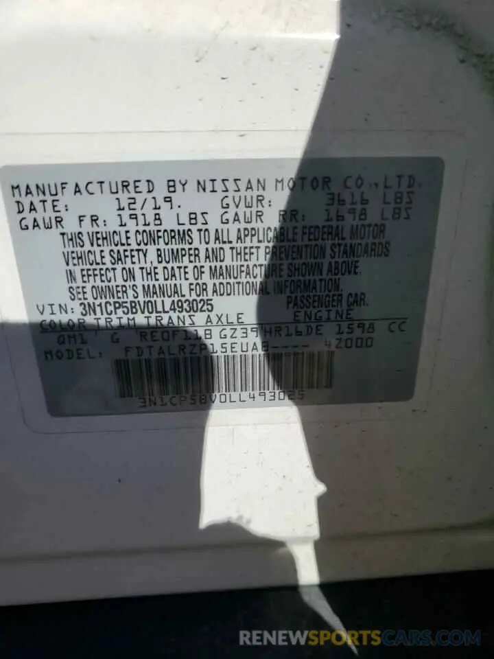 14 Photograph of a damaged car 3N1CP5BV0LL493025 NISSAN KICKS 2020