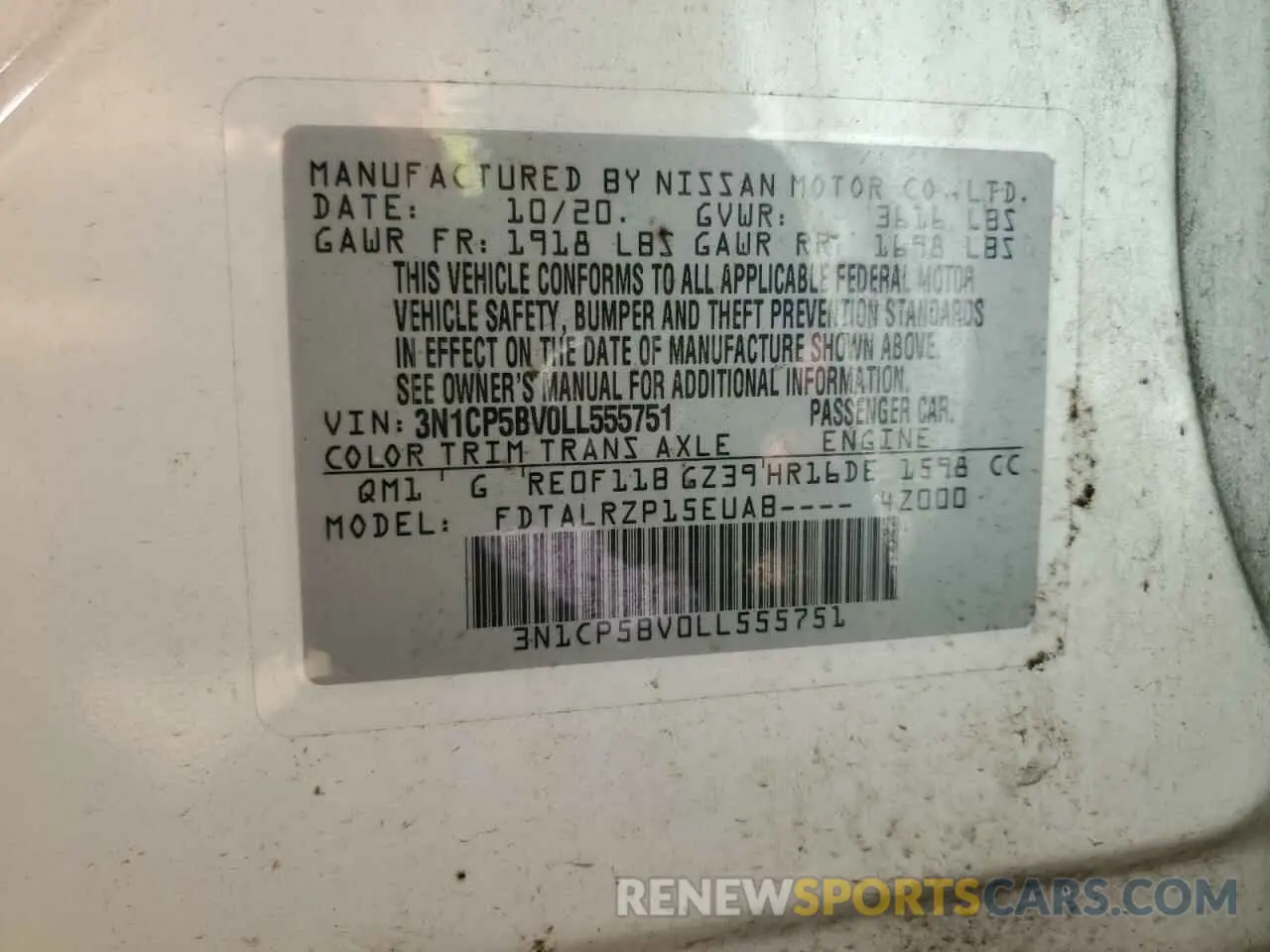 13 Photograph of a damaged car 3N1CP5BV0LL555751 NISSAN KICKS 2020