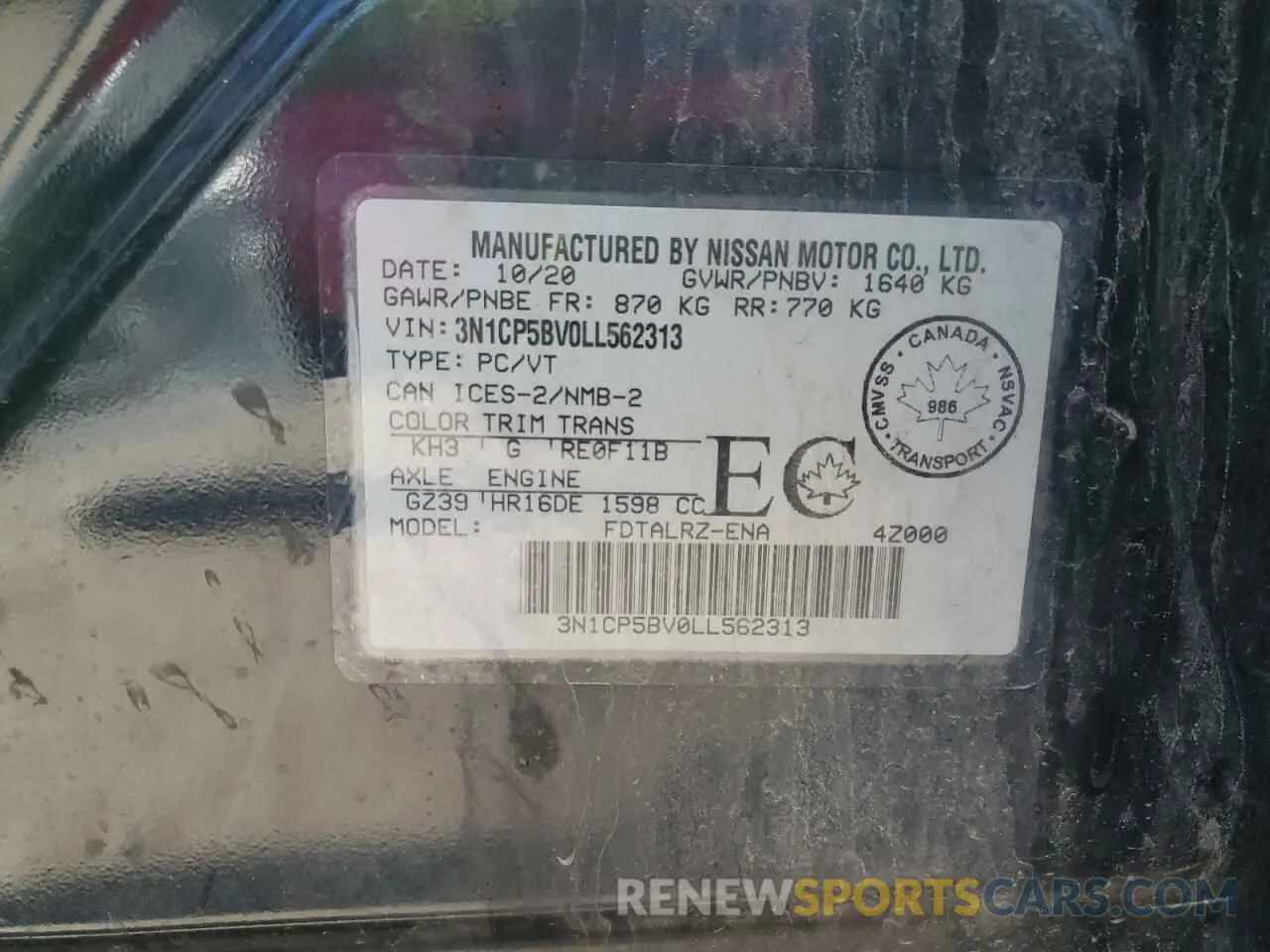 13 Photograph of a damaged car 3N1CP5BV0LL562313 NISSAN KICKS 2020