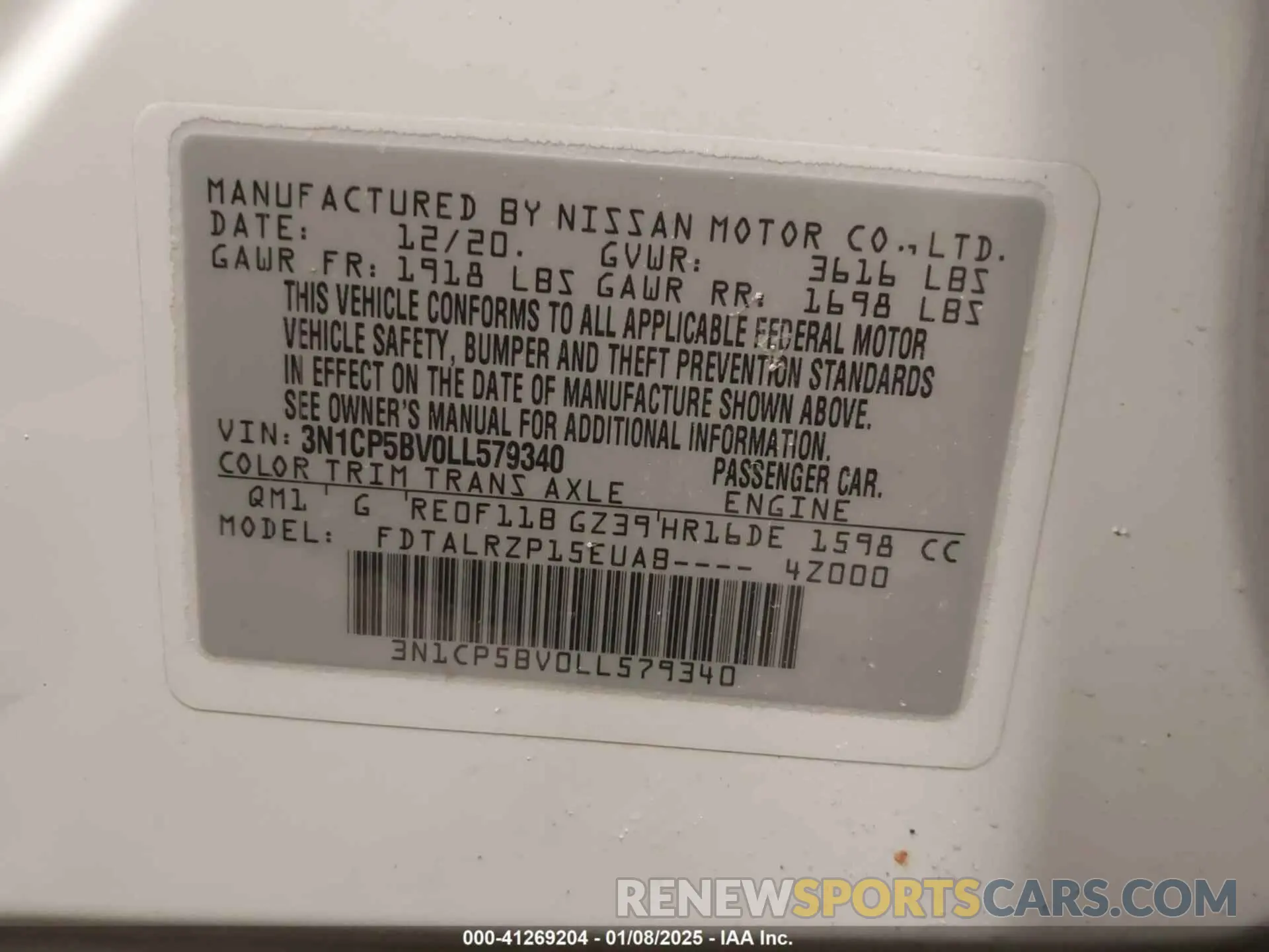 9 Photograph of a damaged car 3N1CP5BV0LL579340 NISSAN KICKS 2020