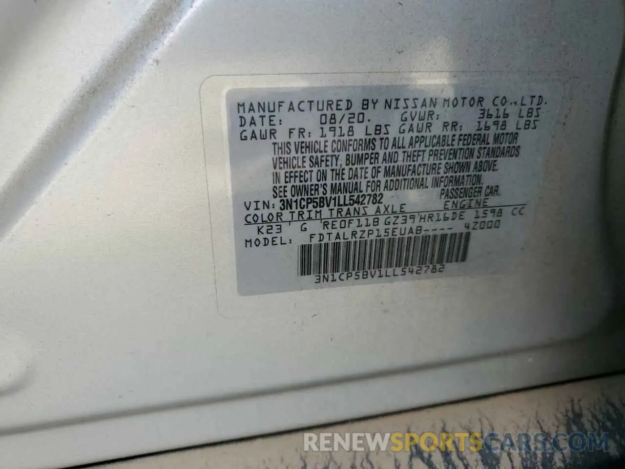12 Photograph of a damaged car 3N1CP5BV1LL542782 NISSAN KICKS 2020