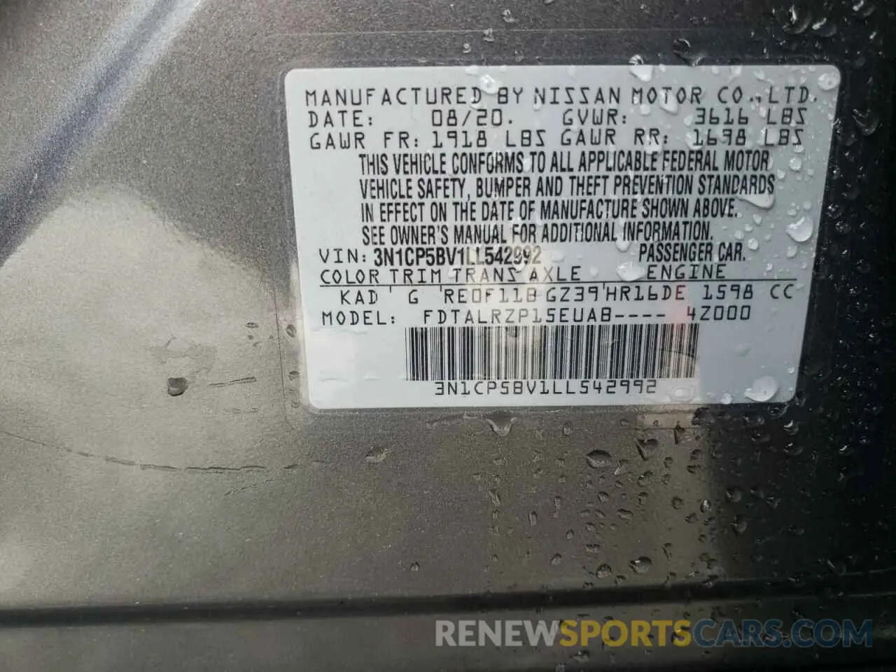 13 Photograph of a damaged car 3N1CP5BV1LL542992 NISSAN KICKS 2020