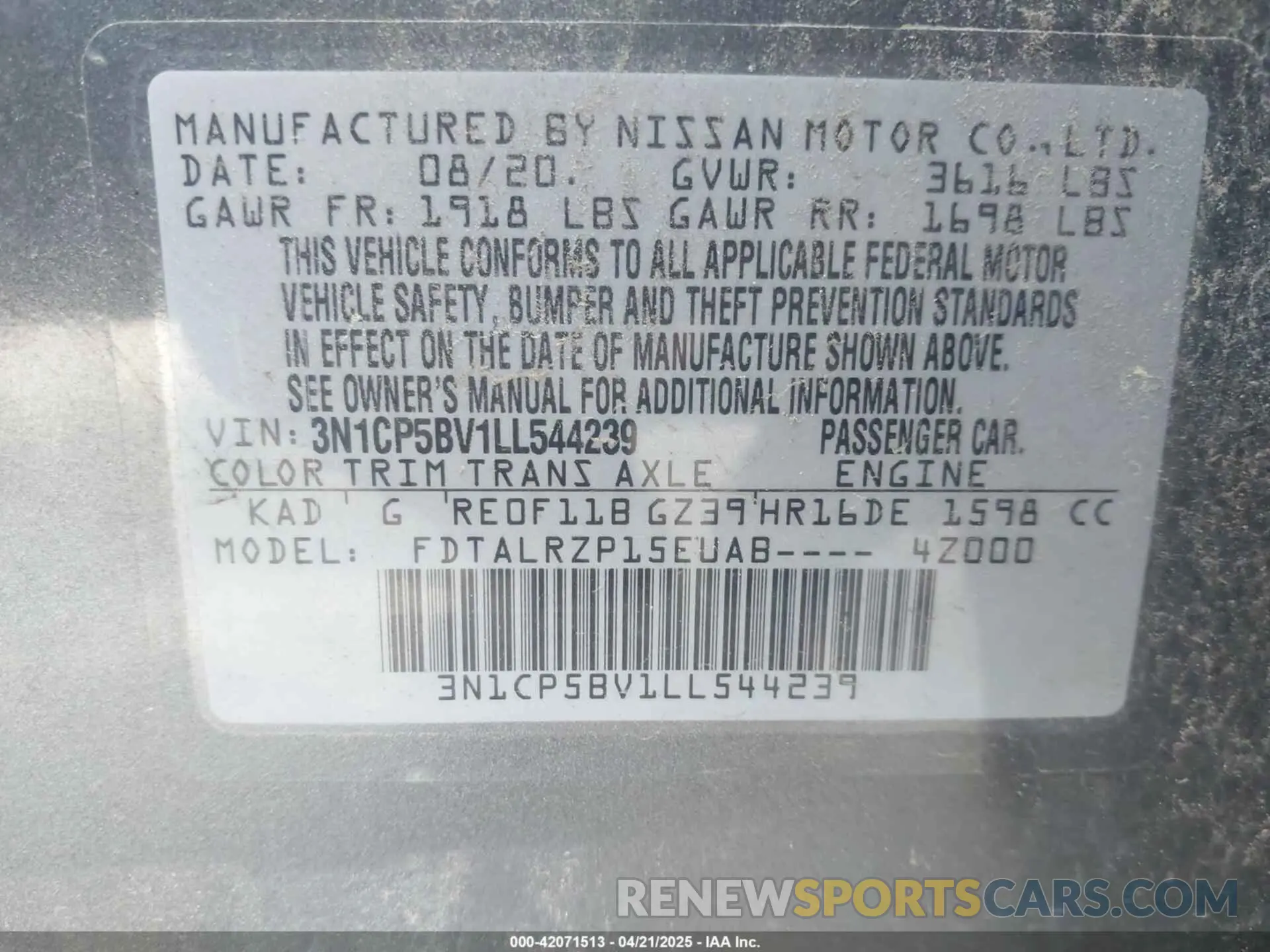 9 Photograph of a damaged car 3N1CP5BV1LL544239 NISSAN KICKS 2020