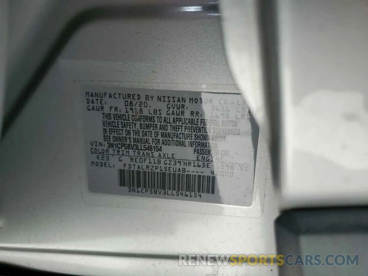 14 Photograph of a damaged car 3N1CP5BV3LL546154 NISSAN KICKS 2020