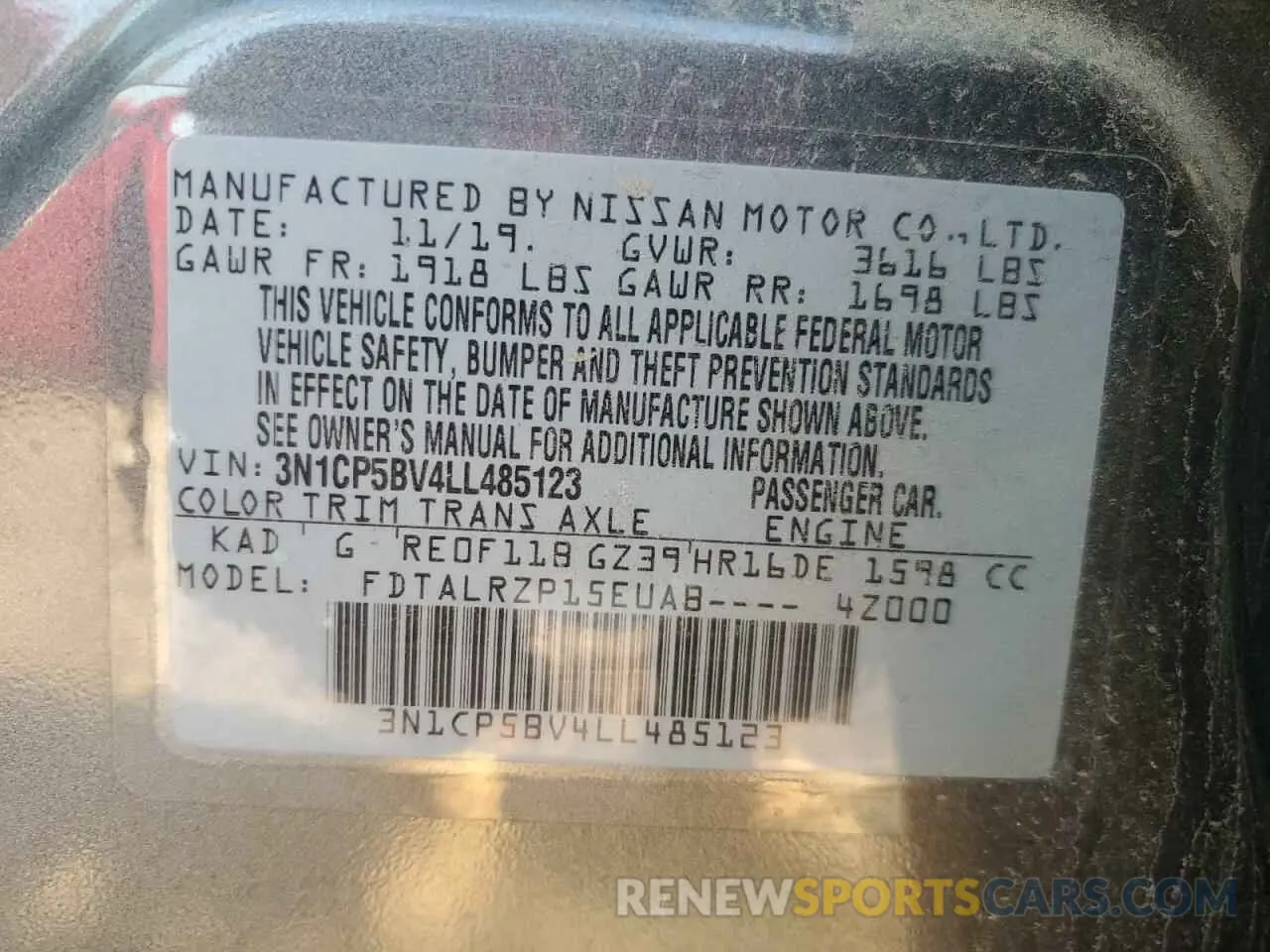 12 Photograph of a damaged car 3N1CP5BV4LL485123 NISSAN KICKS 2020