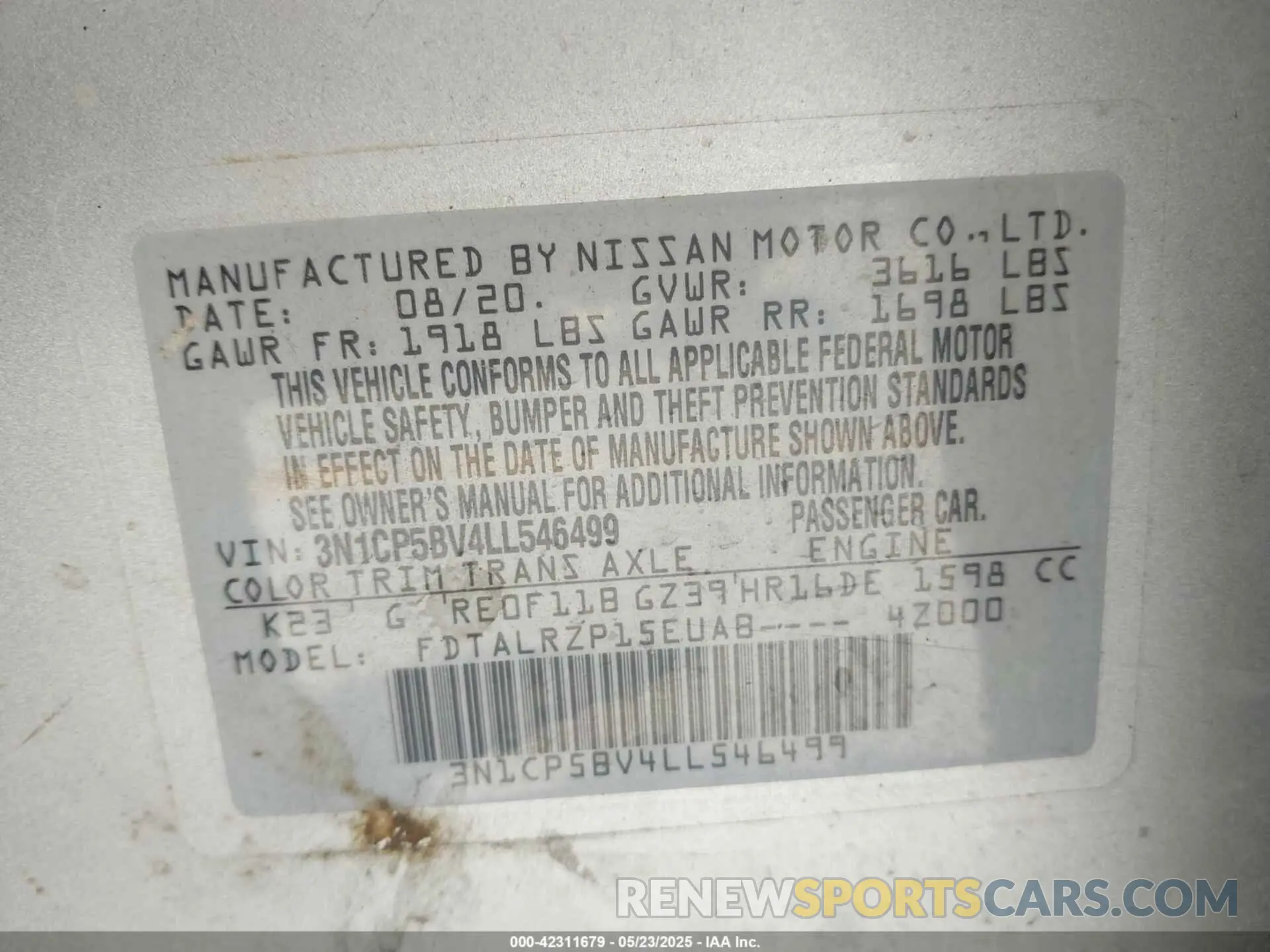 9 Photograph of a damaged car 3N1CP5BV4LL546499 NISSAN KICKS 2020